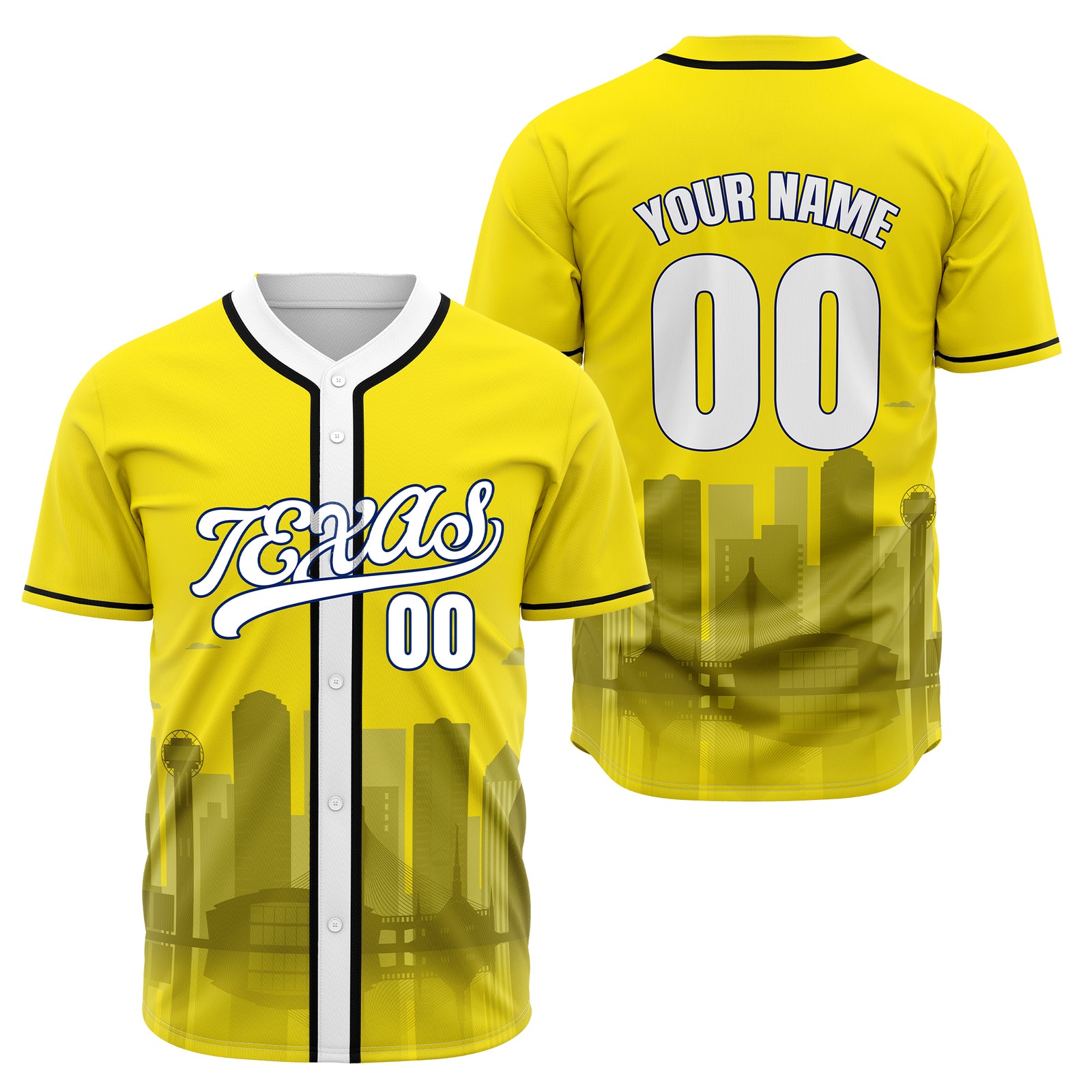 Custom City Lights Black Baseball Sports Jersey Personalized Uniform with Name & Number