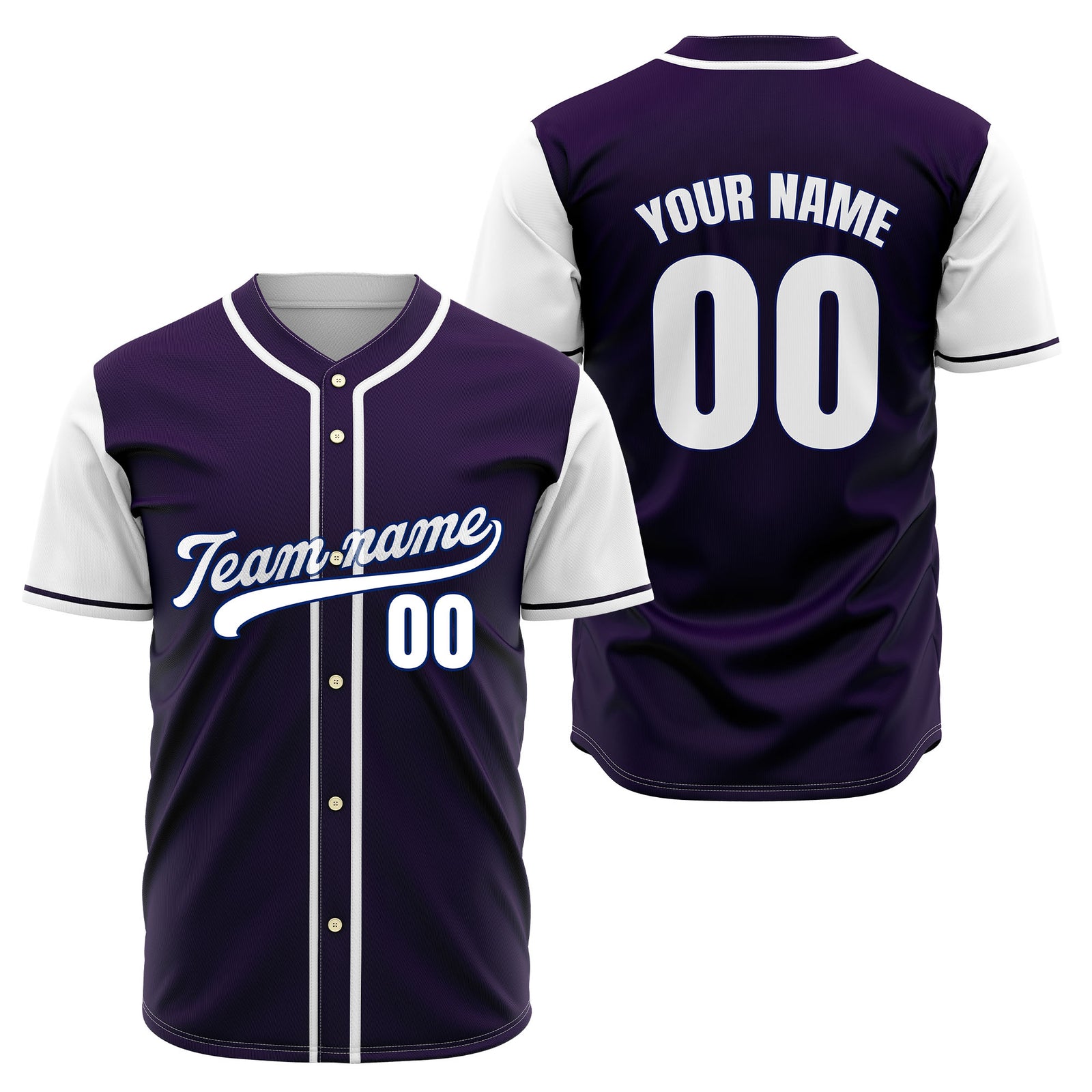 Custom Crimson Purple Raglan Style Baseball Sports Jersey Personalized Uniform with Name & Number