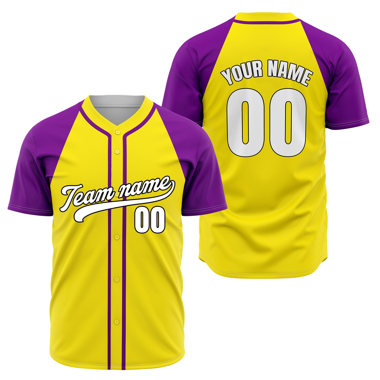 Custom Baseline Baseball Yellow Sports Jersey Personalized Uniform with Name & Number