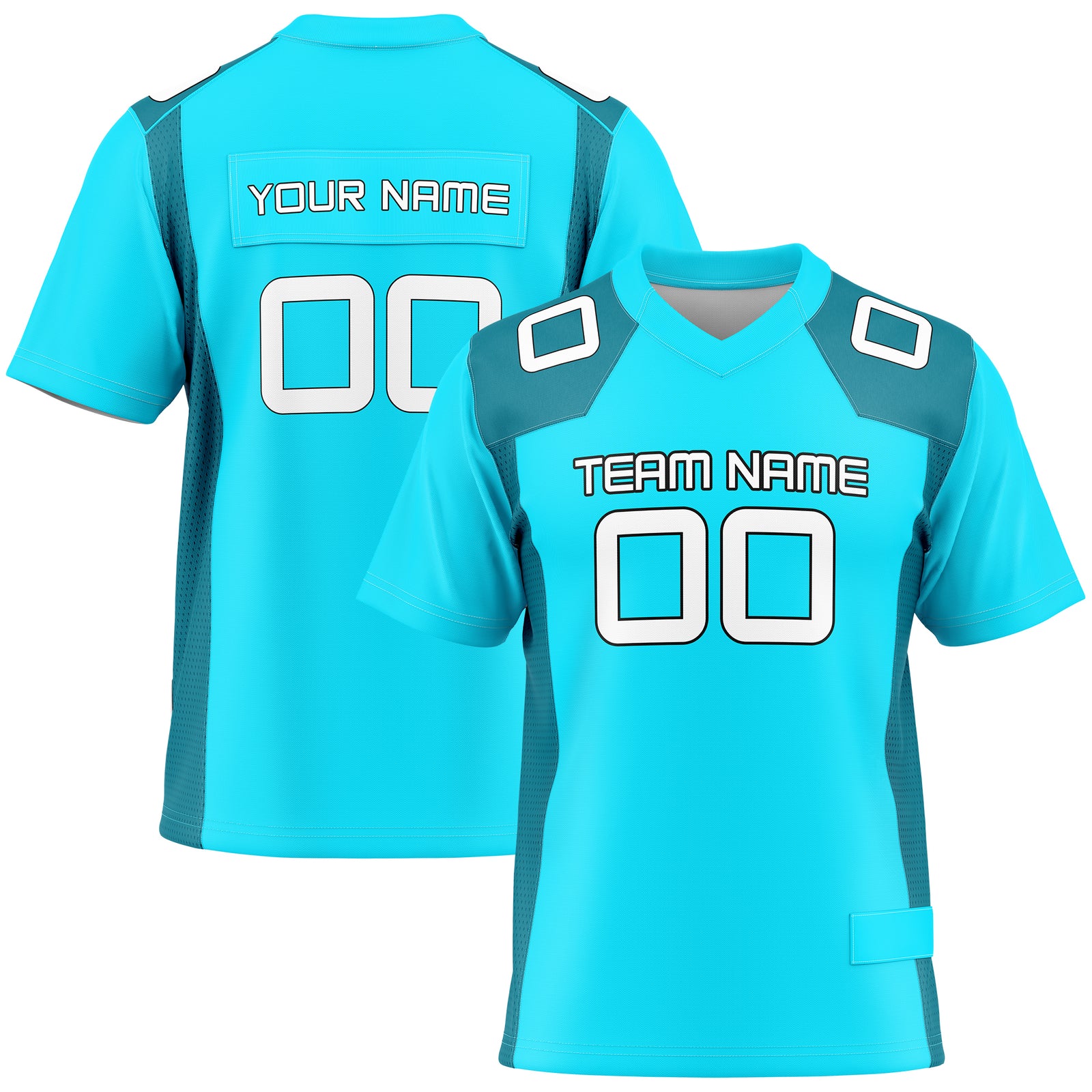 Custom Elite Aqua Raglan Sleeves Mesh Authentic Football Jersey