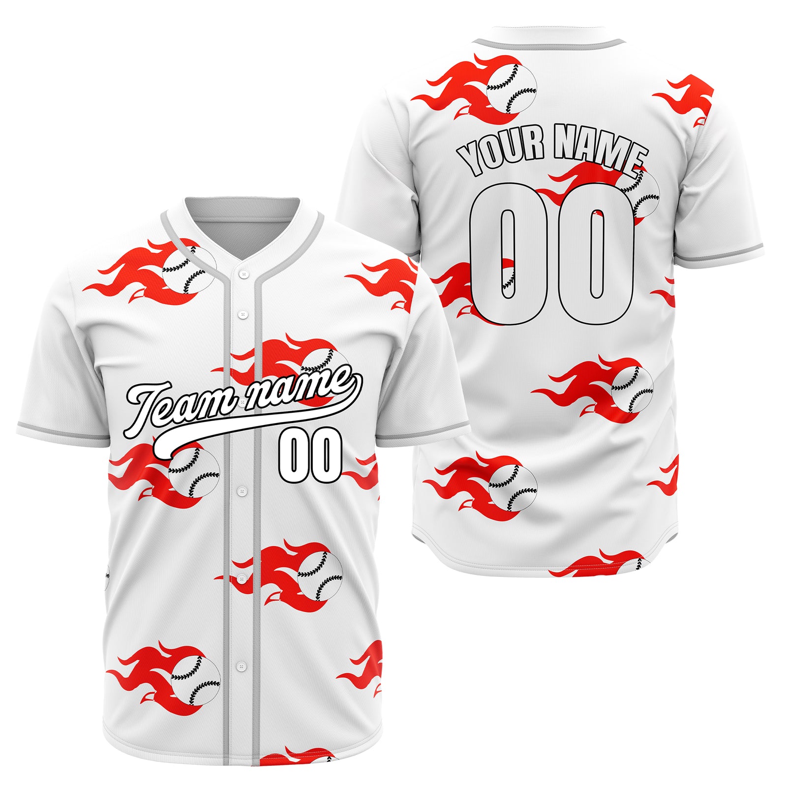Custom Fireballers White Baseball Sports Jersey Personalized Uniform with Name & Number