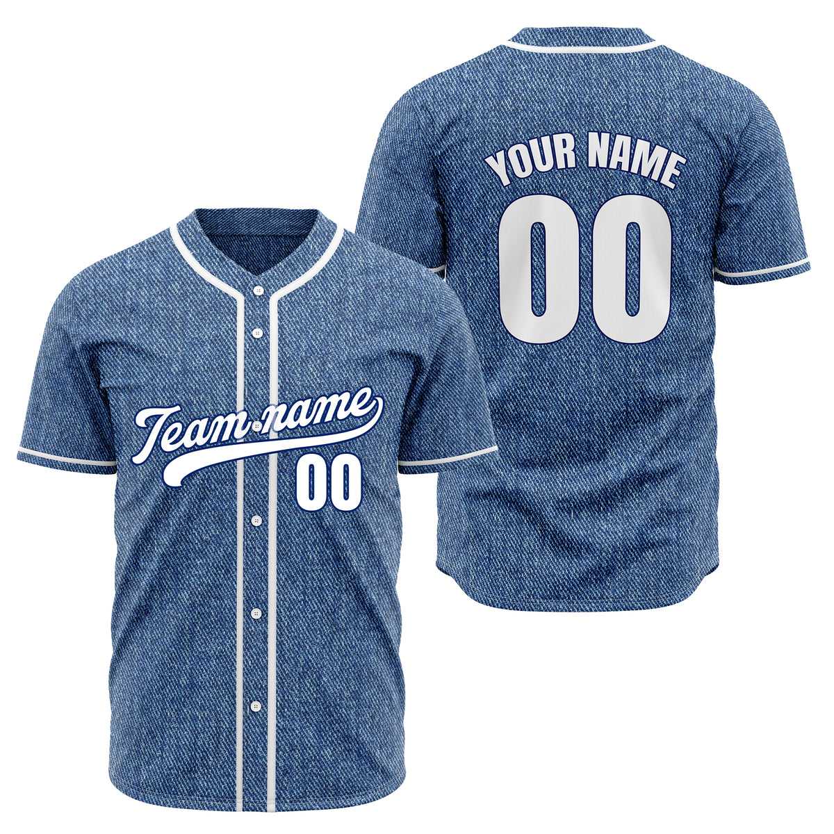 Custom Heritage Denim Baseball Sports Jersey Personalized Uniform with Name &amp; Number
