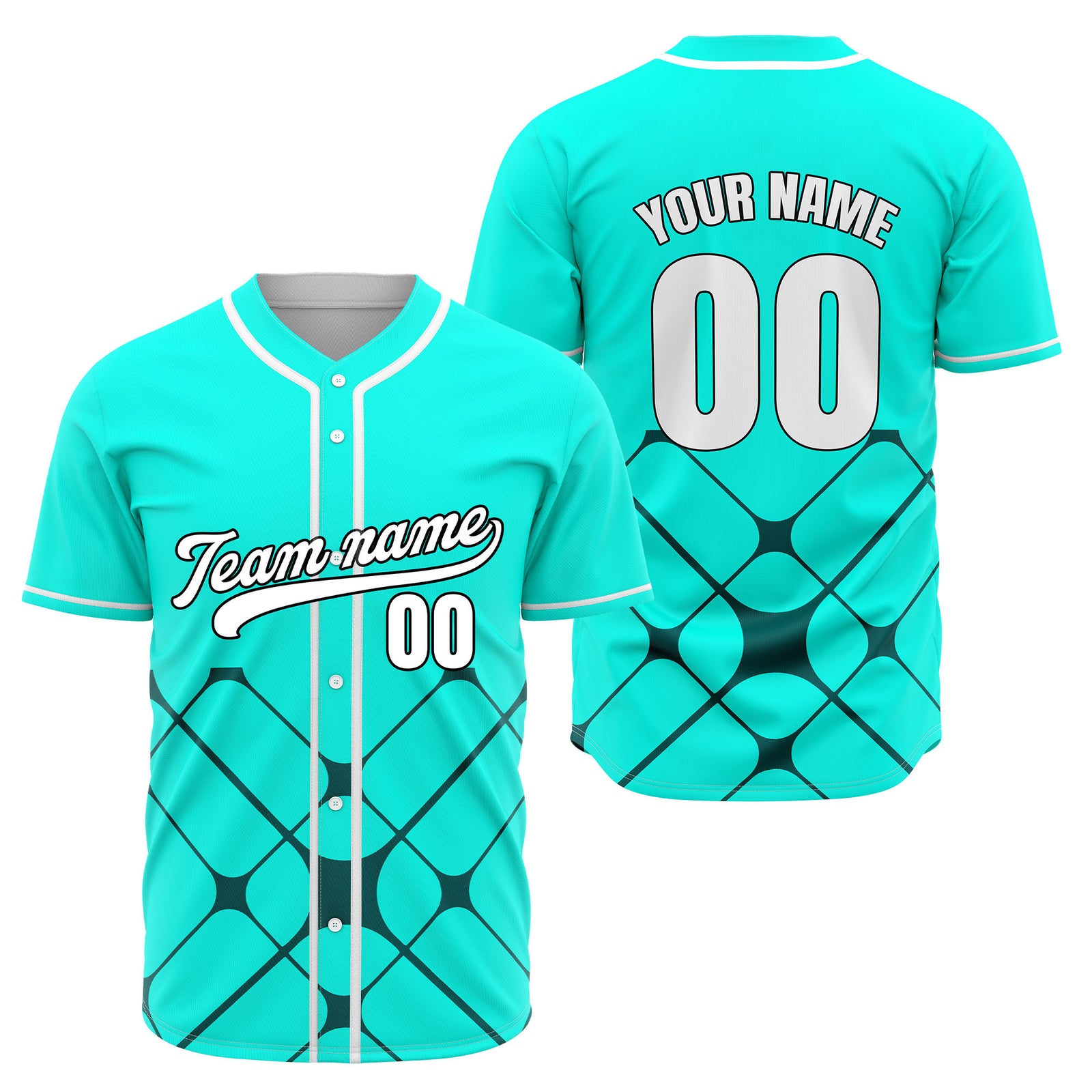 Custom Gridlock Aqua Baseball Sports Jersey Personalized Uniform with Name & Number
