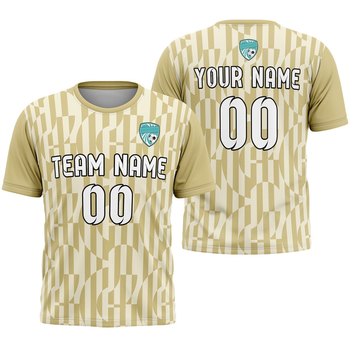 Soccer Jersey - Round Neck - Full Pattern - Design 4 - Khakhii
