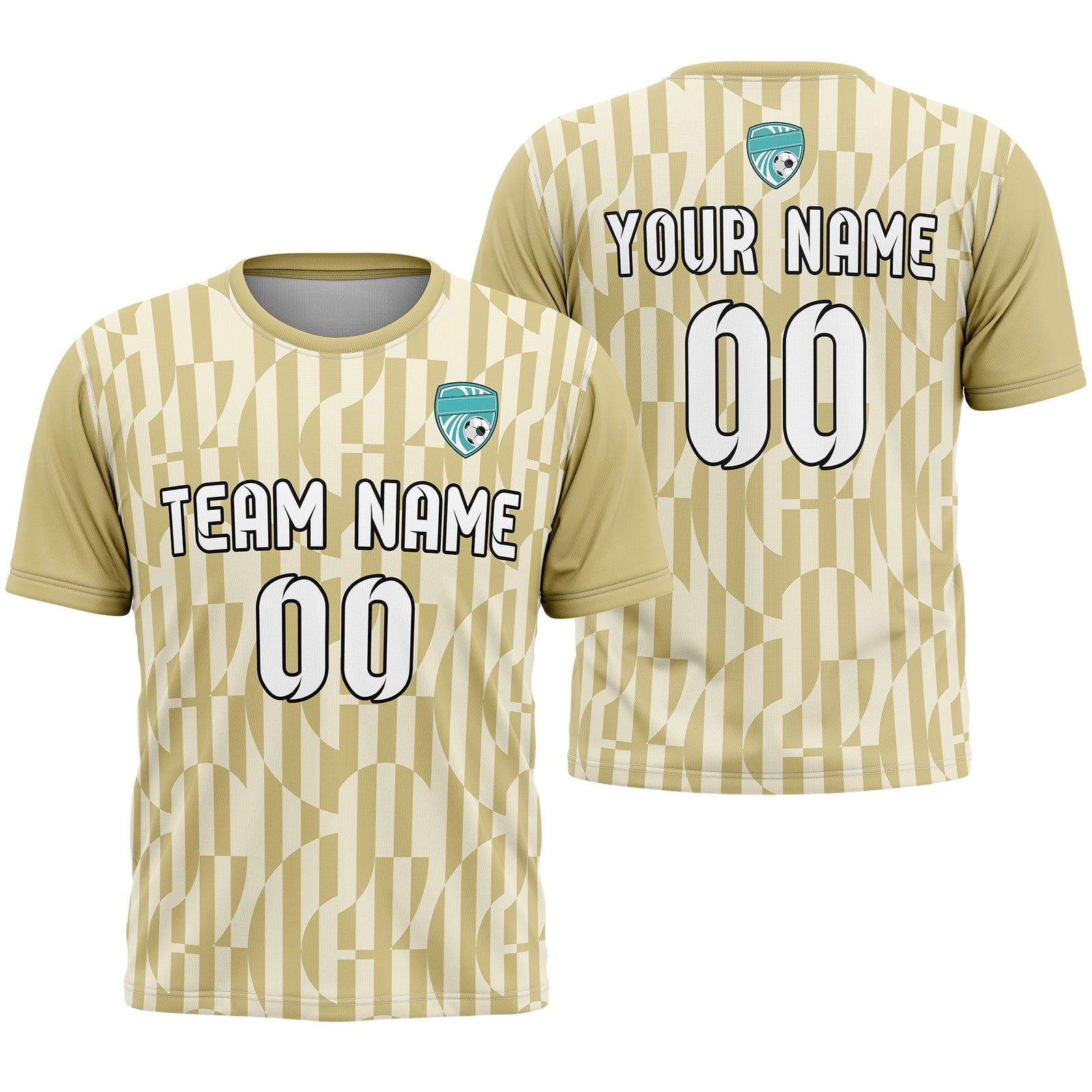 Soccer Jersey - Round Neck - Full Pattern - Design 4 - Khakhii