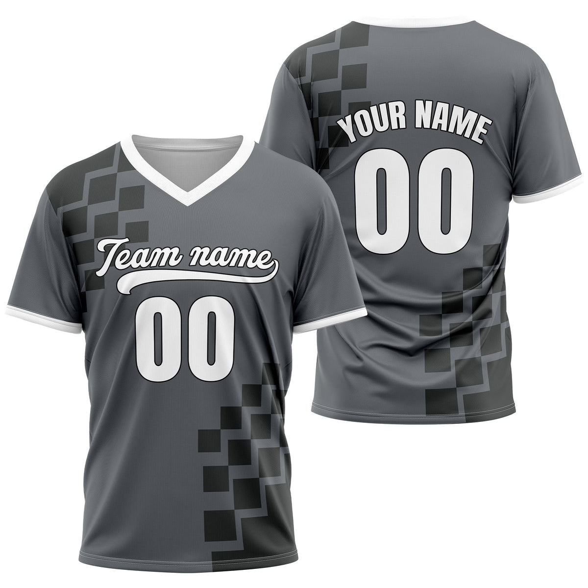 Custom Shadow Pixel Dark Grey Baseball Sports Jersey Personalized Uniform with Name &amp; Number