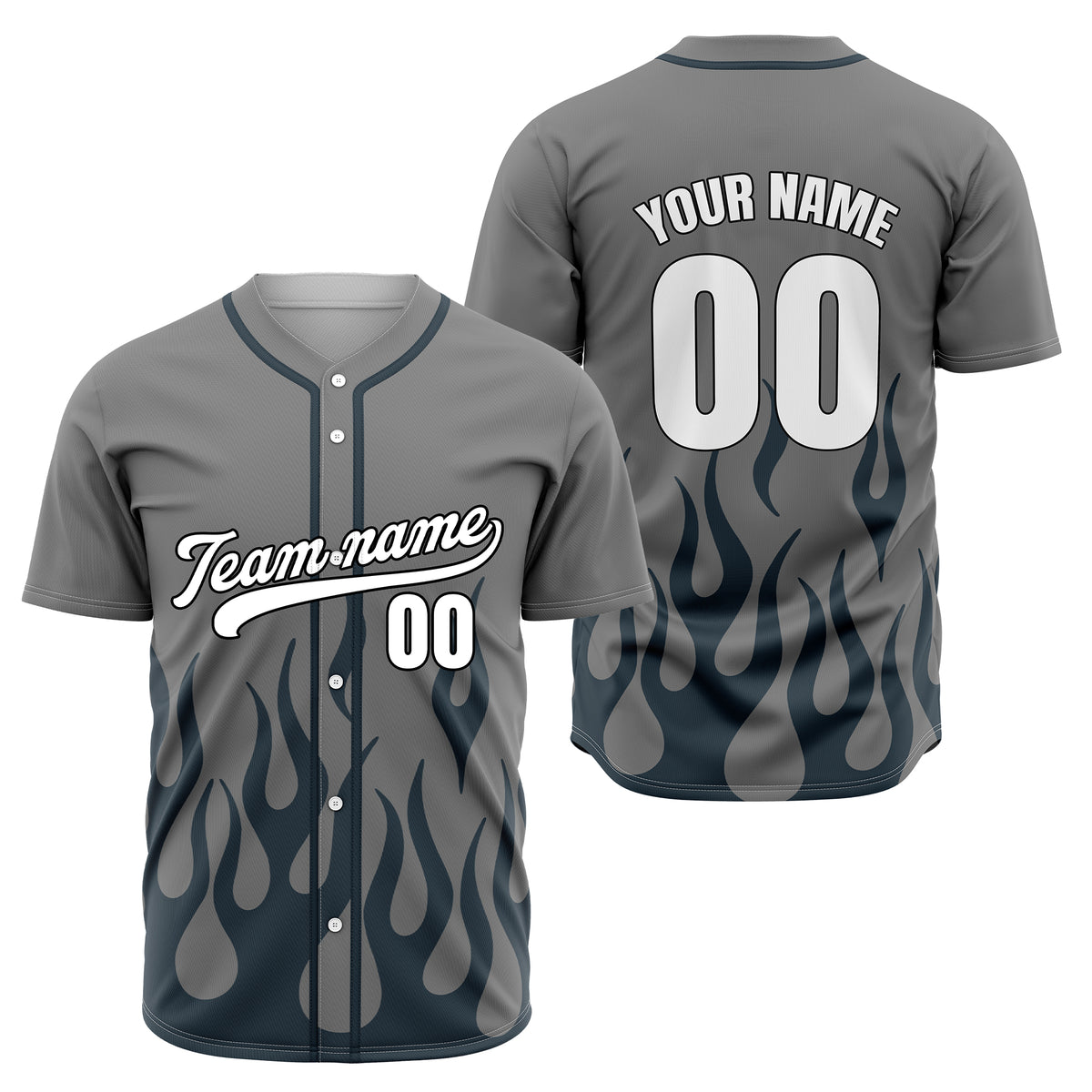 Custom Frost Fire Grey Baseball Sports Jersey Personalized Uniform with Name &amp; Number