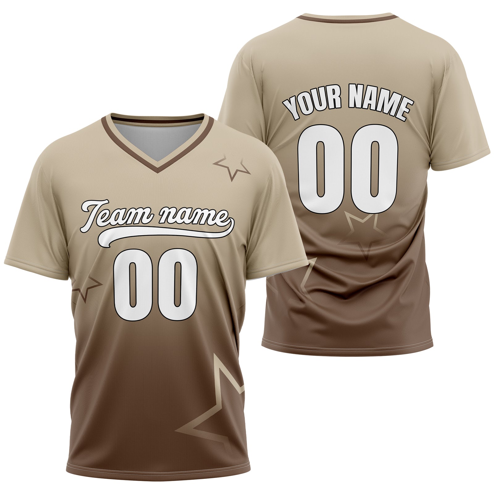 Custom Star Gradient Baseball Khaki Sports Jersey Personalized Uniform with Name & Number