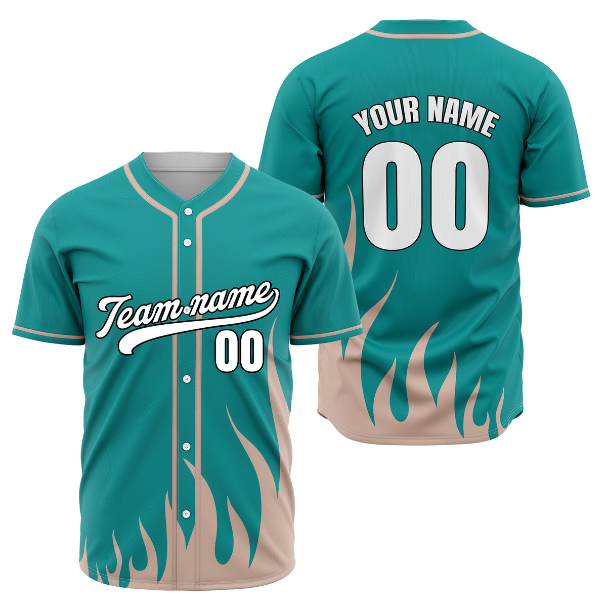 Custom Fire Pulse Teal Baseball Sports Jersey Personalized Uniform with Name &amp; Number