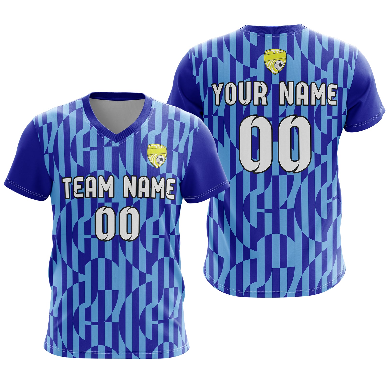 Custom Pulse Grid V-Full Pattern  Soccer Green Sport Tops Jersey