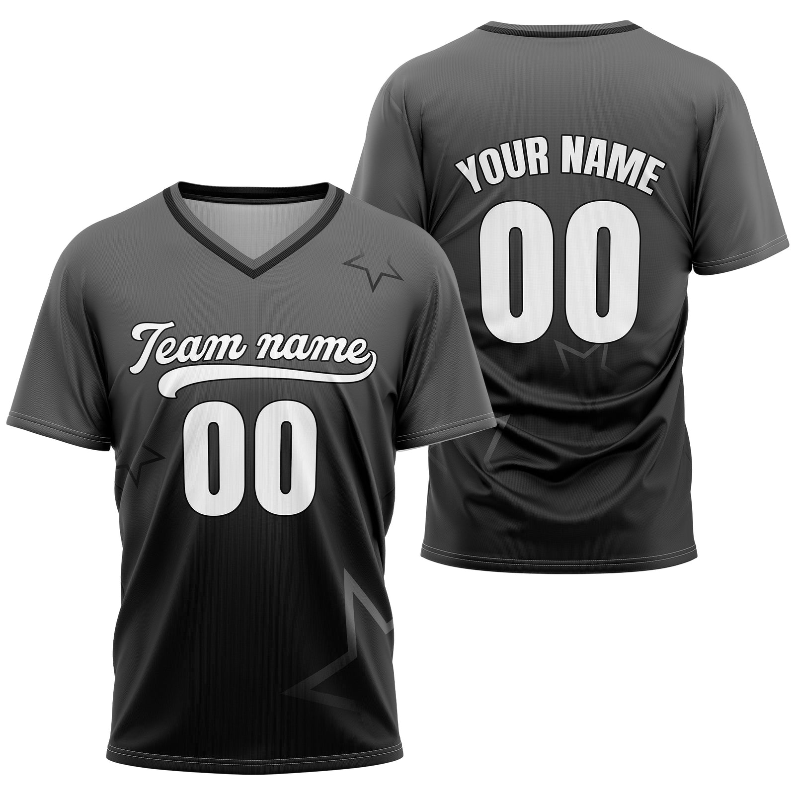 Custom Star Gradient Baseball Dark Grey Sports Jersey Personalized Uniform with Name & Number