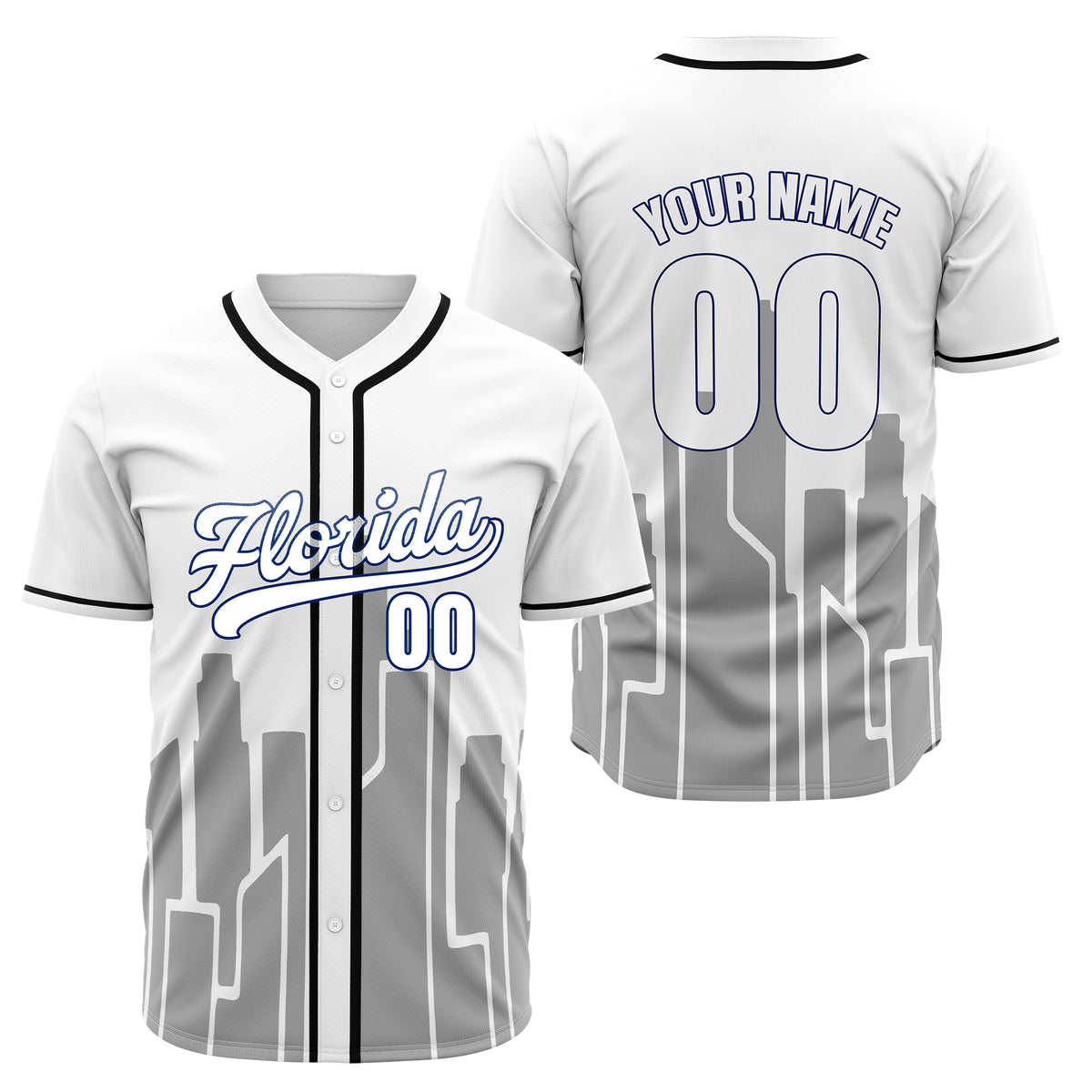 Custom City Flux White Baseball Sports Jersey Personalized Uniform with Name &amp; Number
