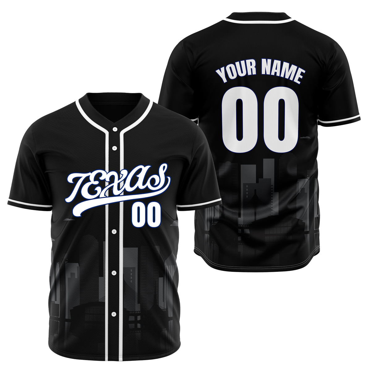 Custom City Lights Black Baseball Sports Jersey Personalized Uniform with Name &amp; Number