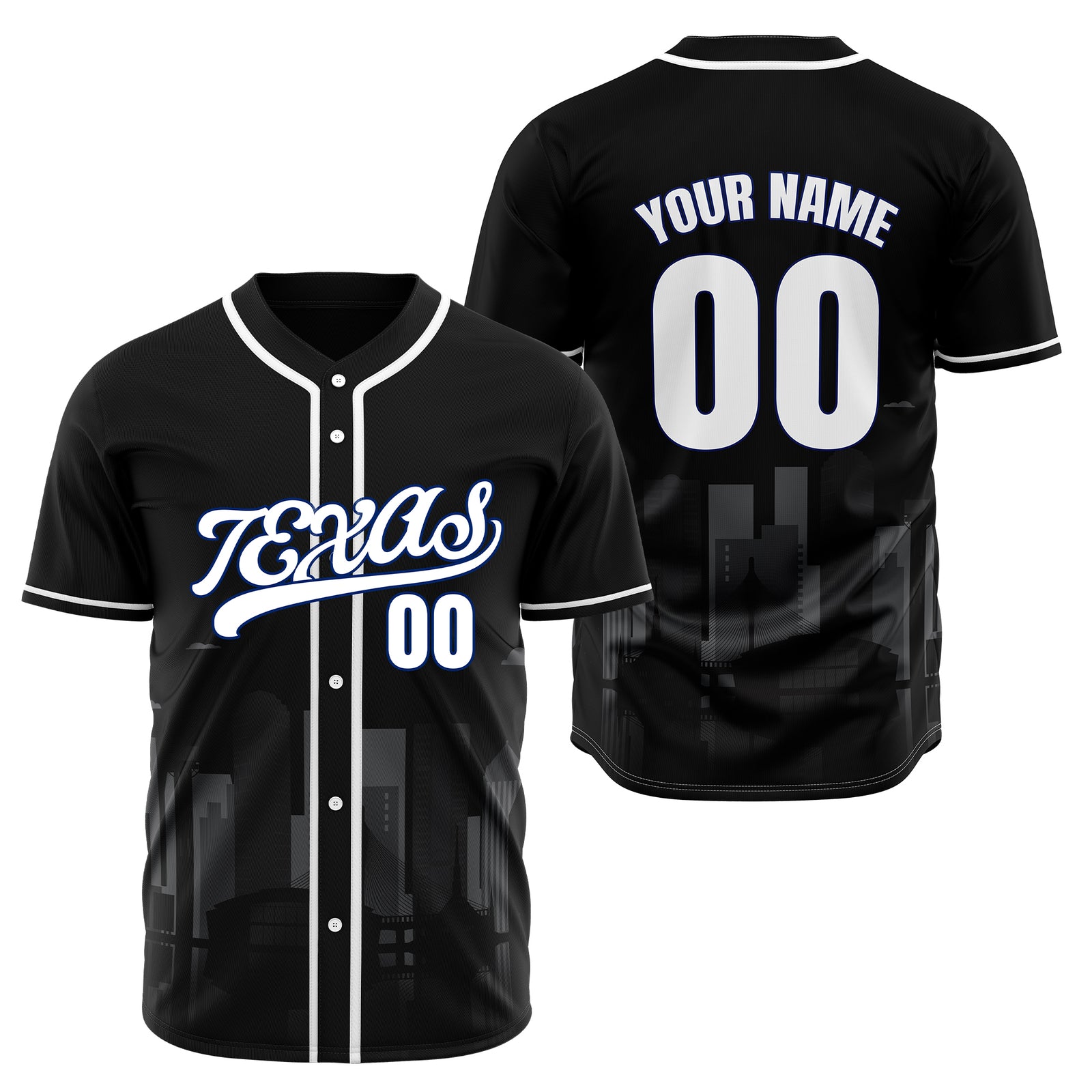 Custom City Lights Black Baseball Sports Jersey Personalized Uniform with Name & Number