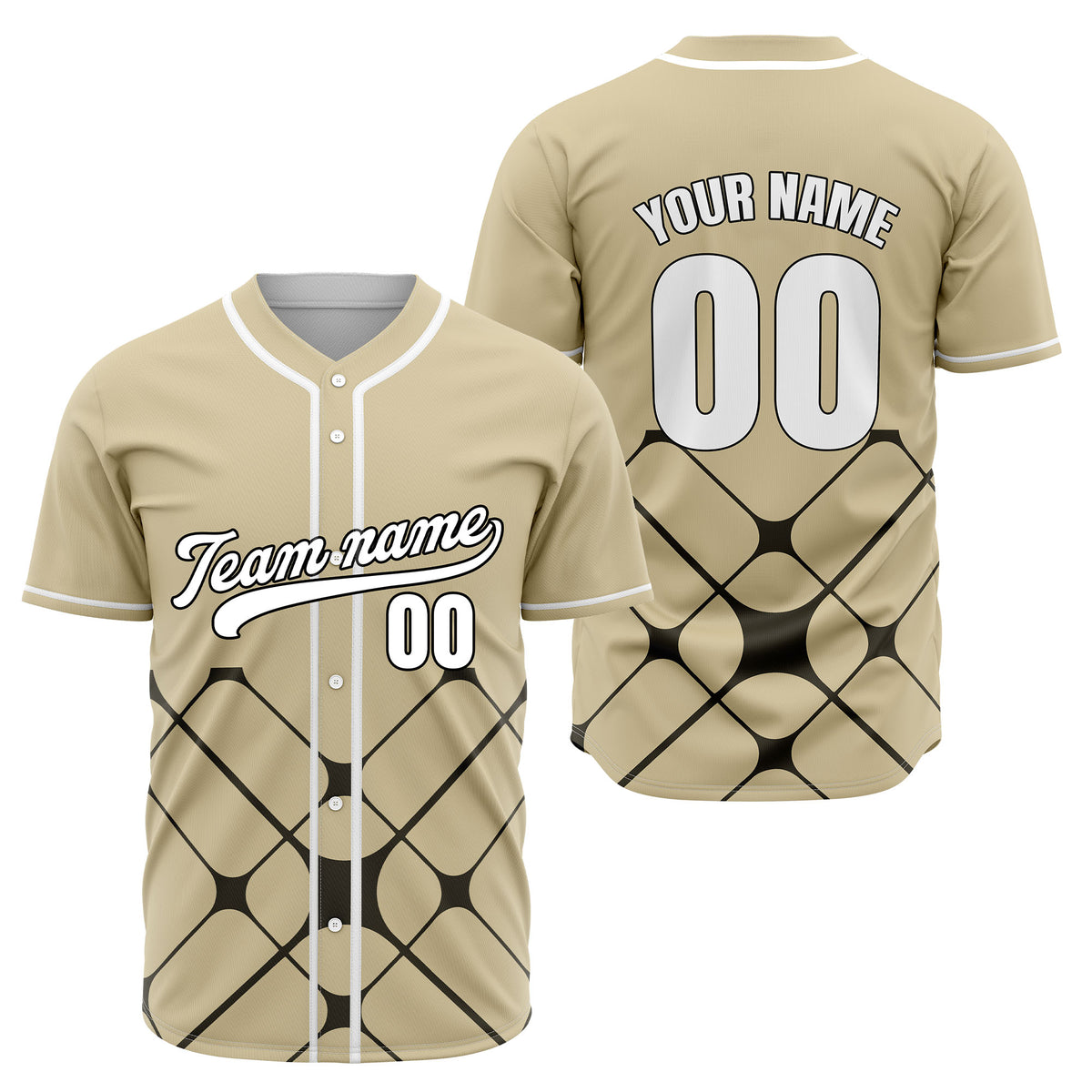 Custom Gridlock Khaki Baseball Sports Jersey Personalized Uniform with Name &amp; Number