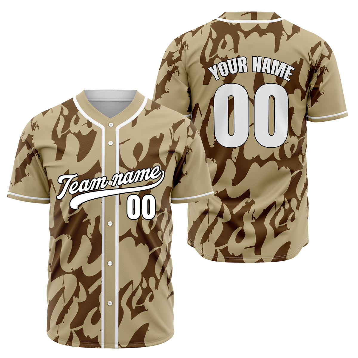 Custom Graffiti Sox Khaki Baseball Sports Jersey Personalized Uniform with Name &amp; Number