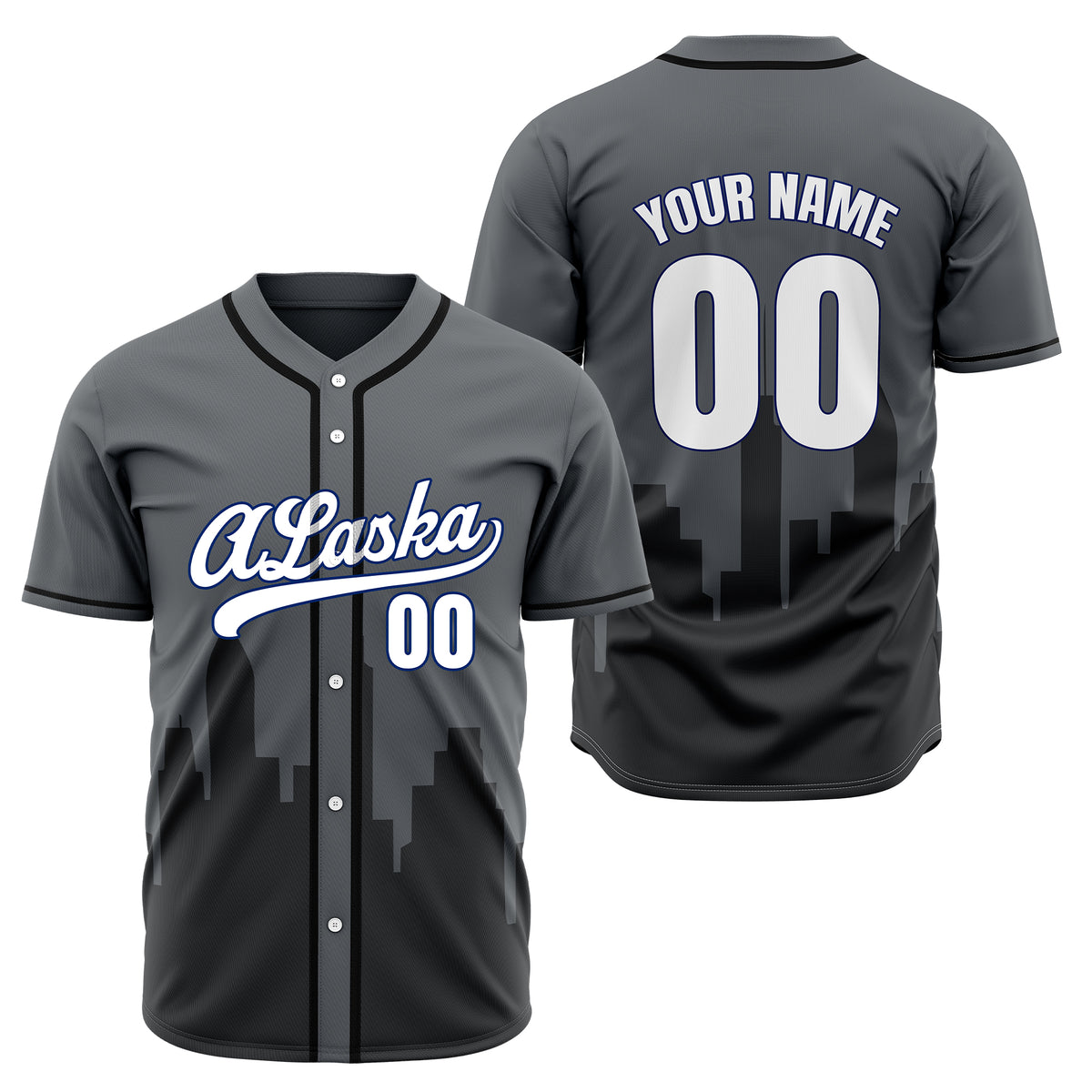 Custom City Horizon Dark Grey Baseball Sports Jersey Personalized Uniform with Name &amp; Number