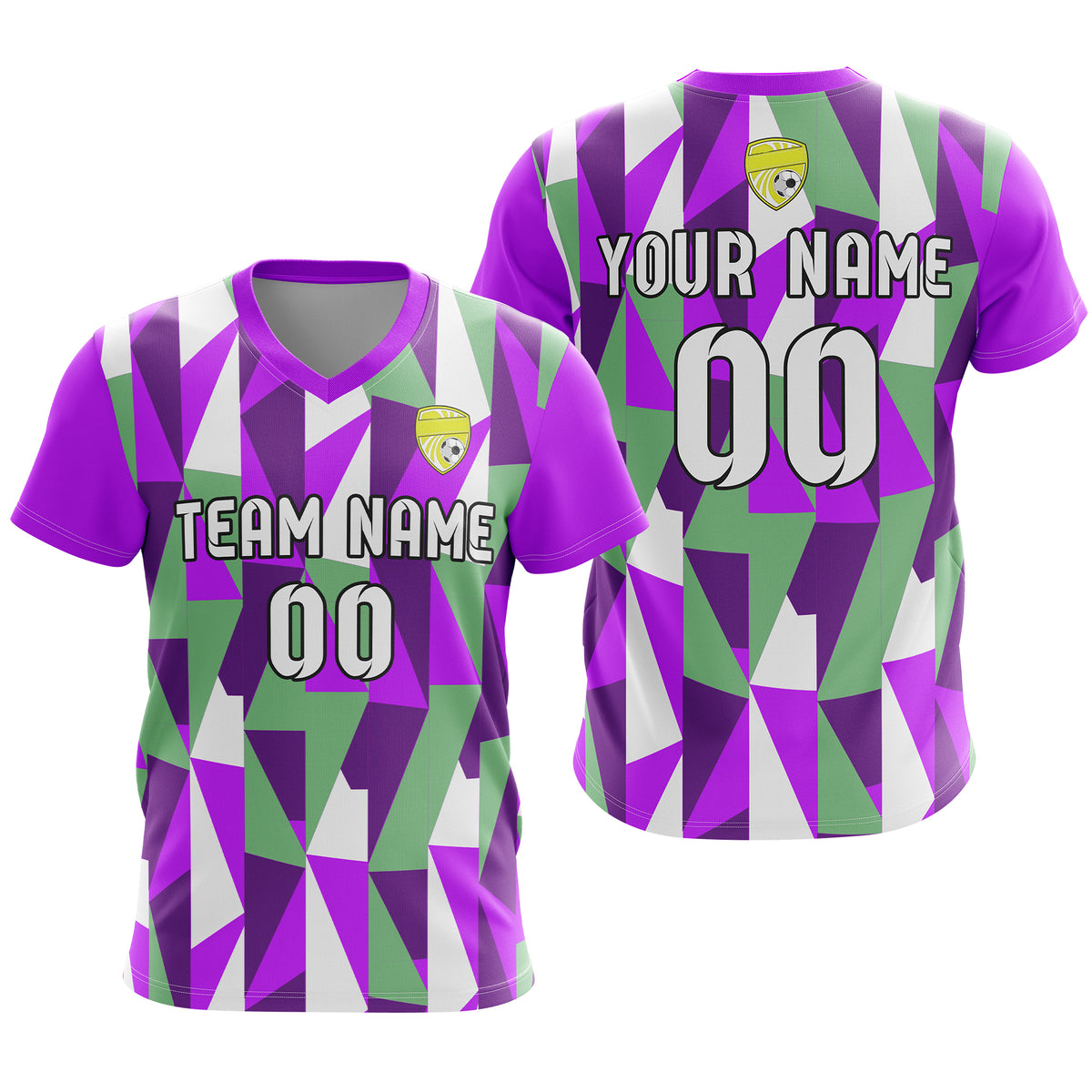 Custom Crystal V-Full Pattern Soccer Purple Sport Tops Jersey