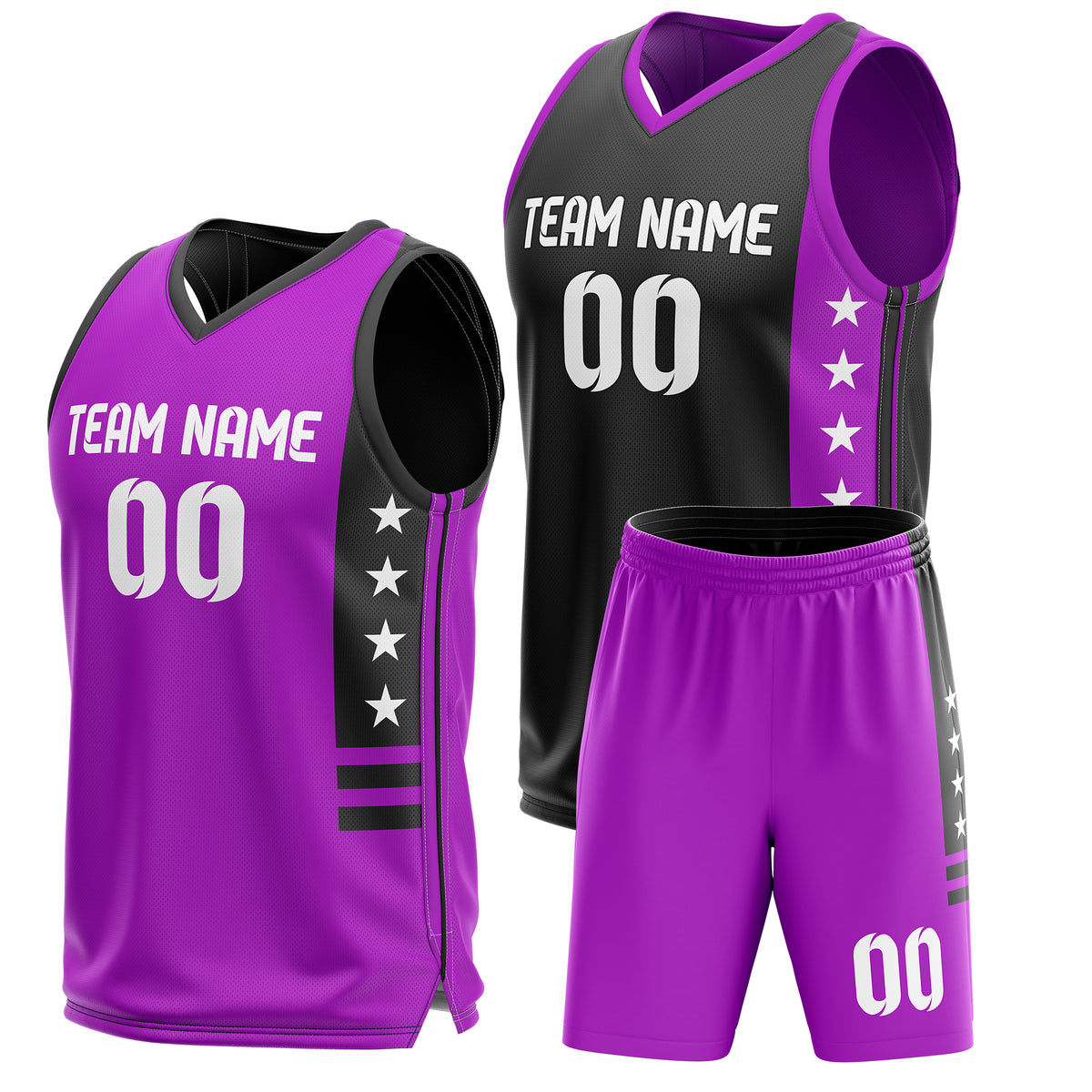 Custom Purple Double Side Reversible Sets Design Sportswear Basketball Jersey