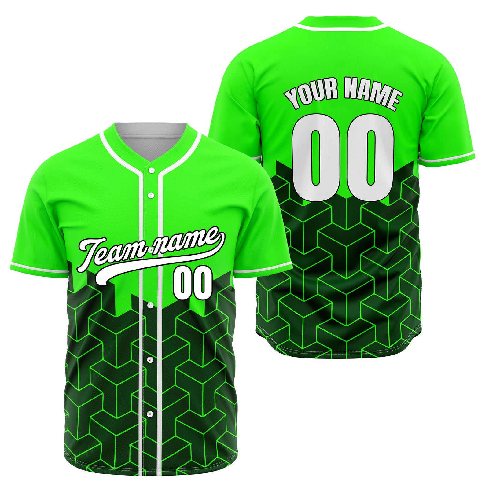 Custom Grid Iron Neon Green Baseball Sports Jersey Personalized Uniform with Name & Number