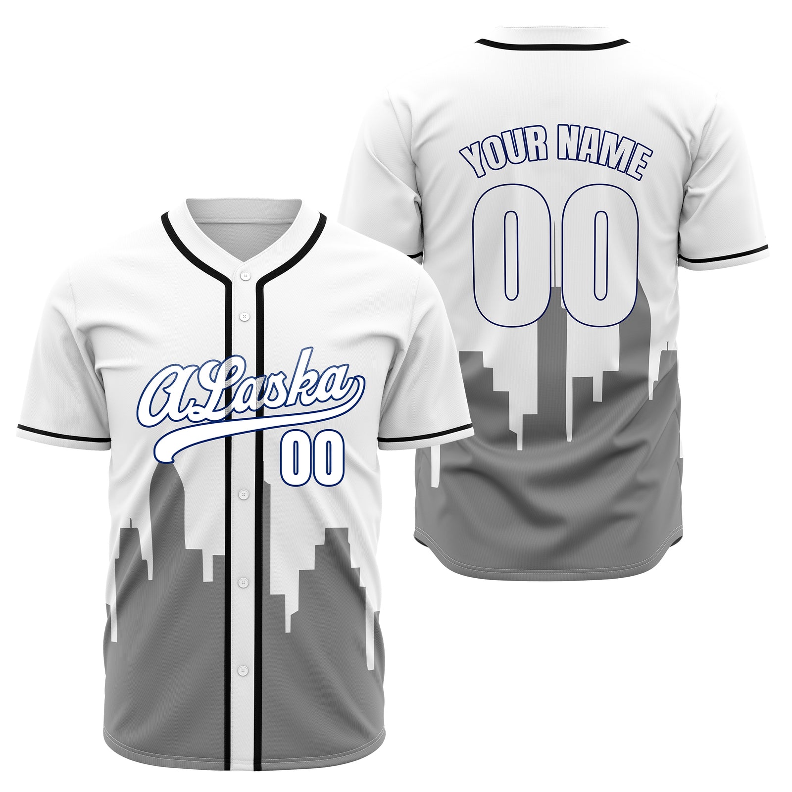 Custom City Horizon White Baseball Sports Jersey Personalized Uniform with Name & Number