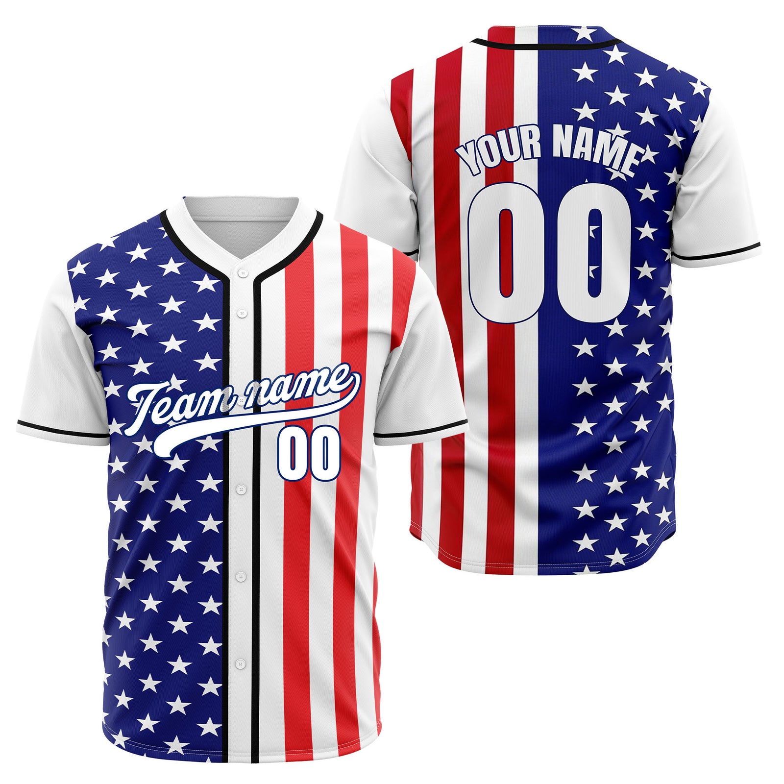 Custom Liberty Stars Baseball Sports Jersey Personalized Uniform with Name & Number