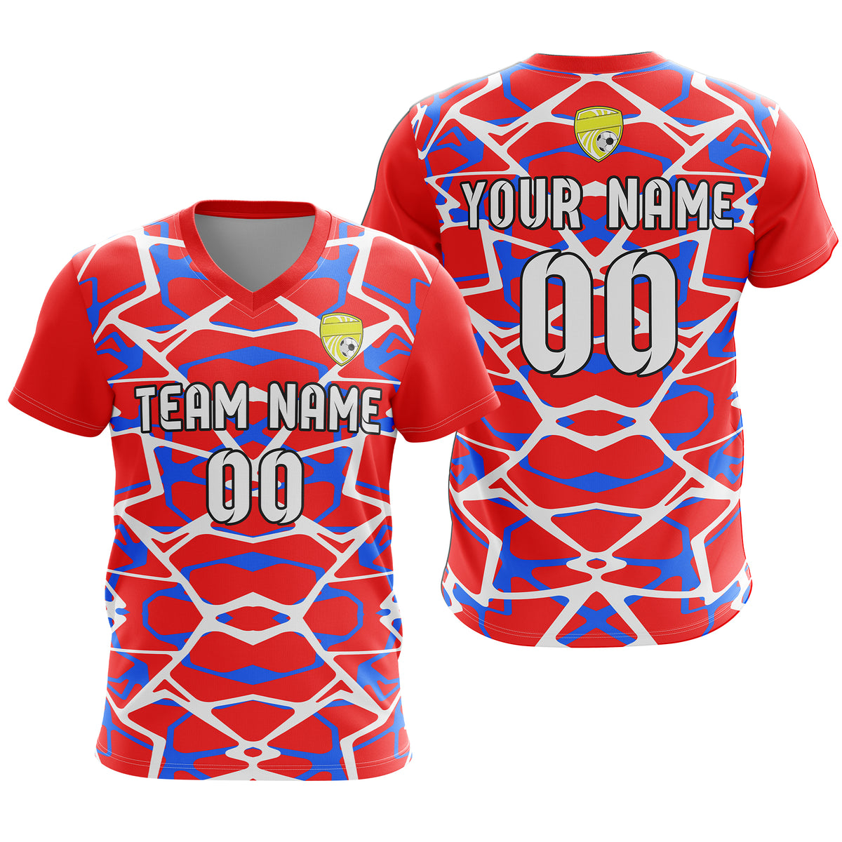 Custom Wild Pulse V-Full Pattern Soccer Yellow Sport Tops Jersey