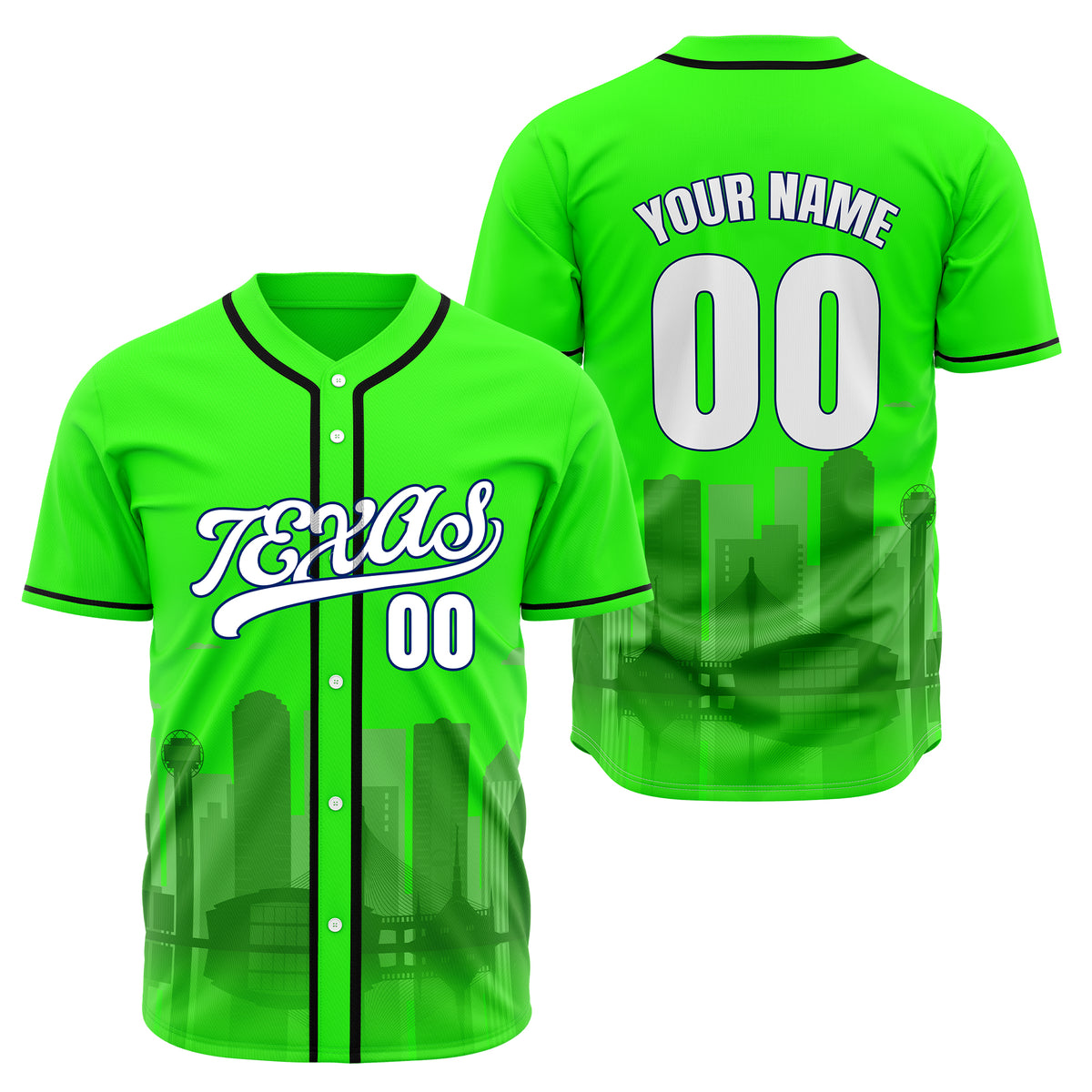 Custom City Lights Black Baseball Sports Jersey Personalized Uniform with Name & Number