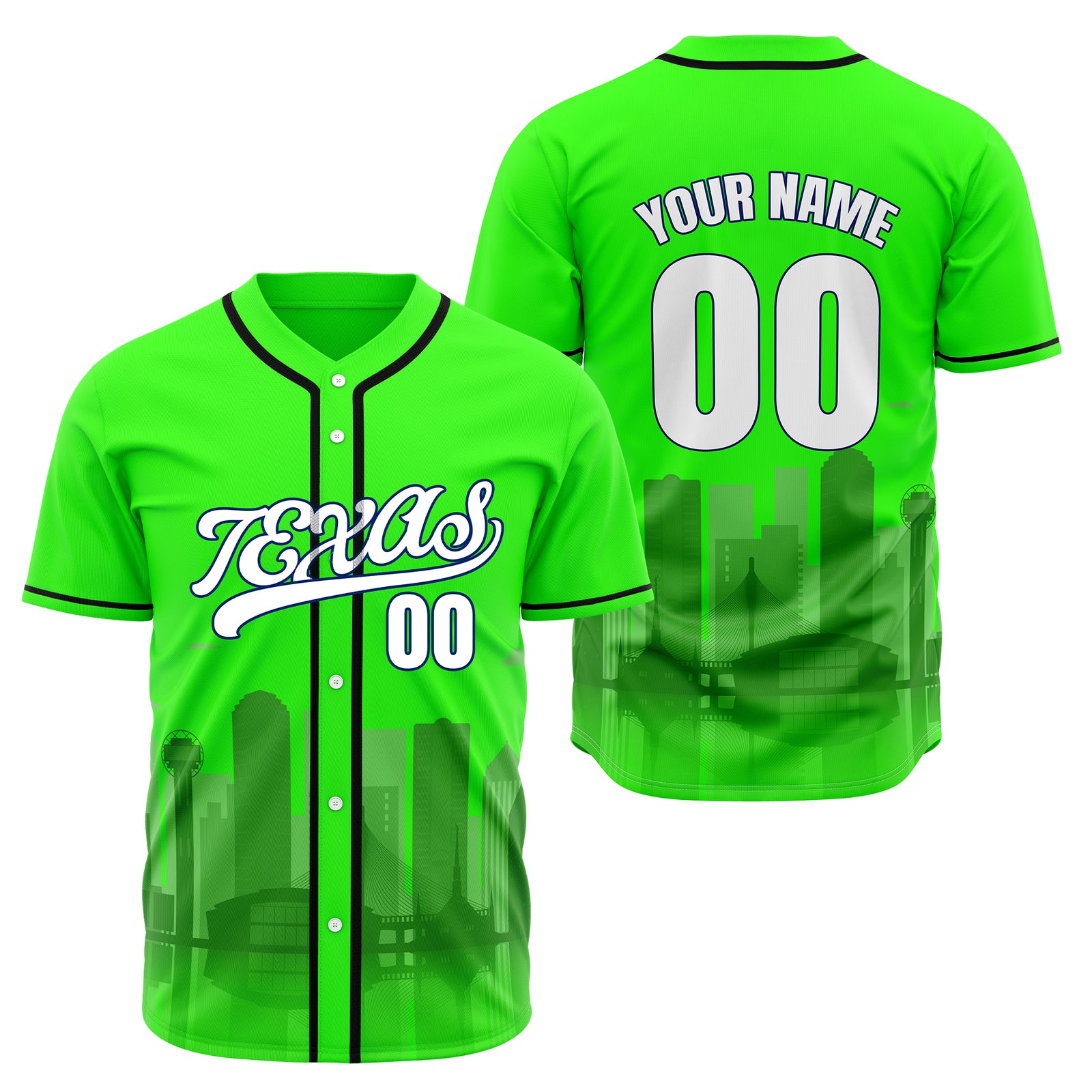 Custom City Lights Black Baseball Sports Jersey Personalized Uniform with Name & Number