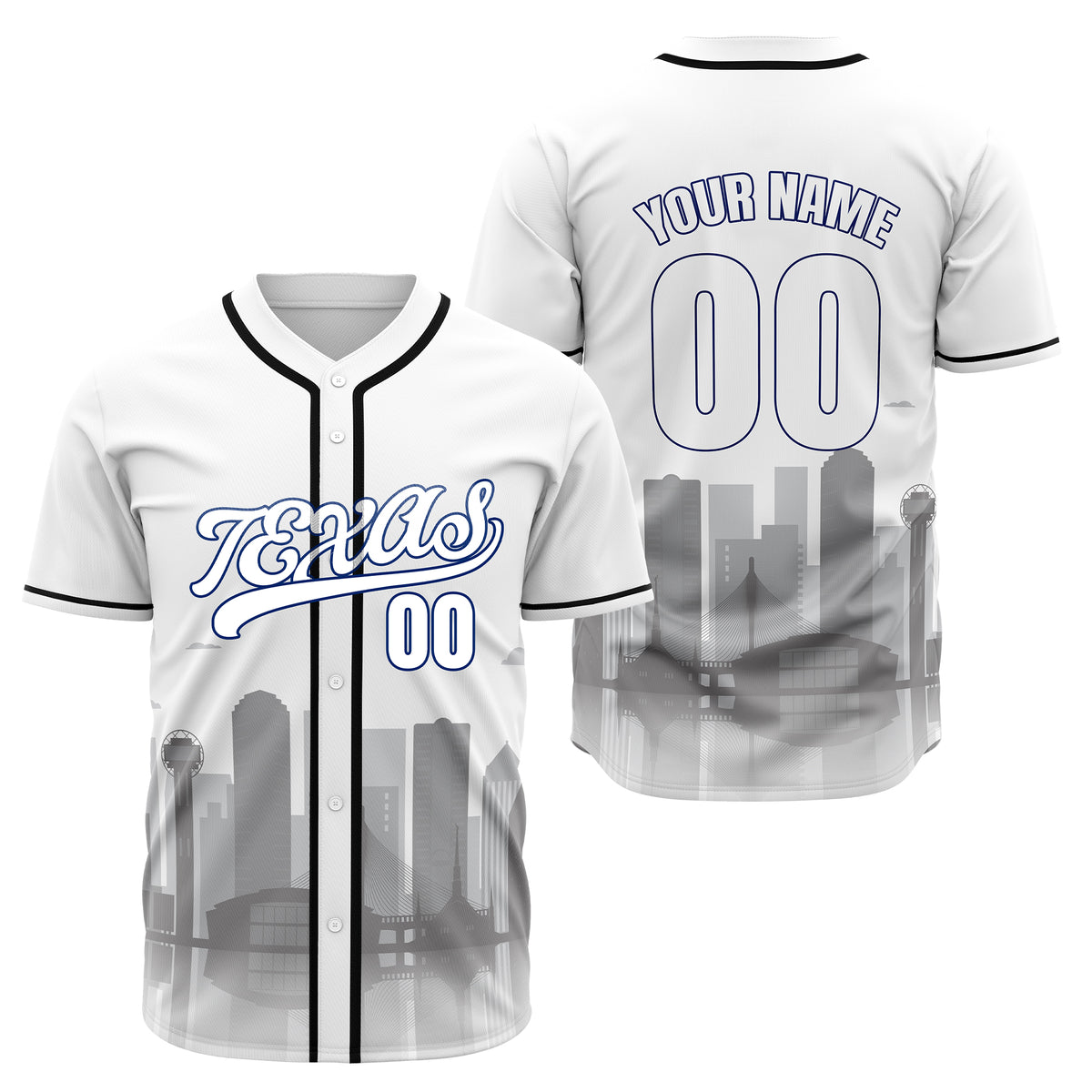 Custom City Lights Black Baseball Sports Jersey Personalized Uniform with Name & Number