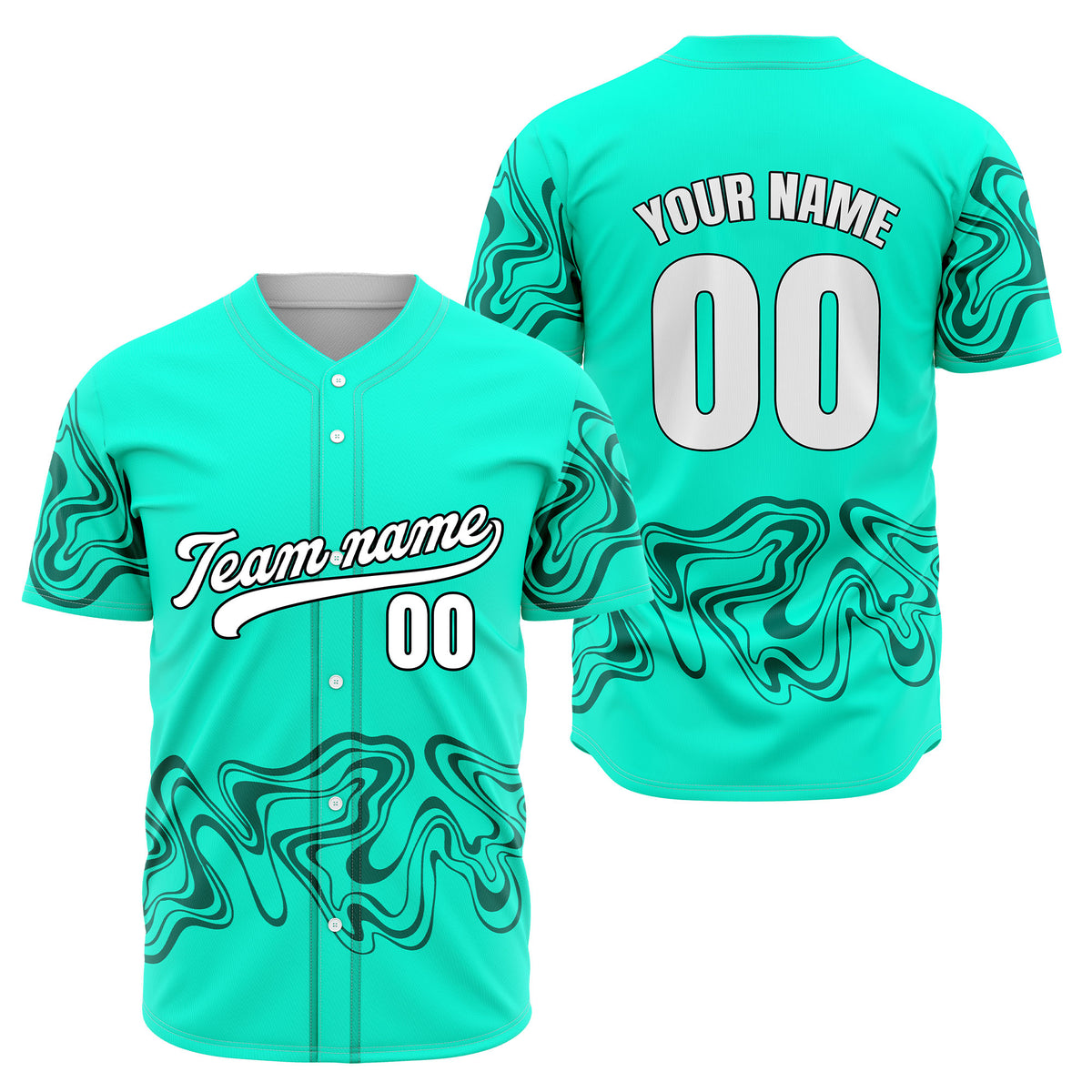 Custom Aqua Baseball Wave Sports Jersey Personalized Uniform with Name &amp; Number