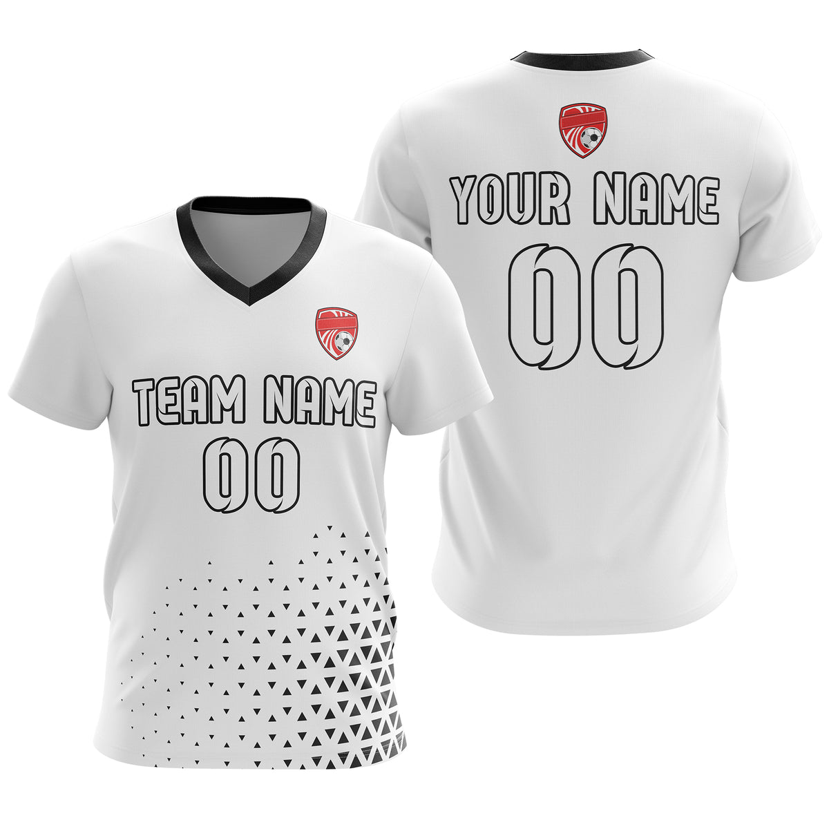 Custom Tri-Edge V-Side Pattern White Soccer Sport Tops Jersey