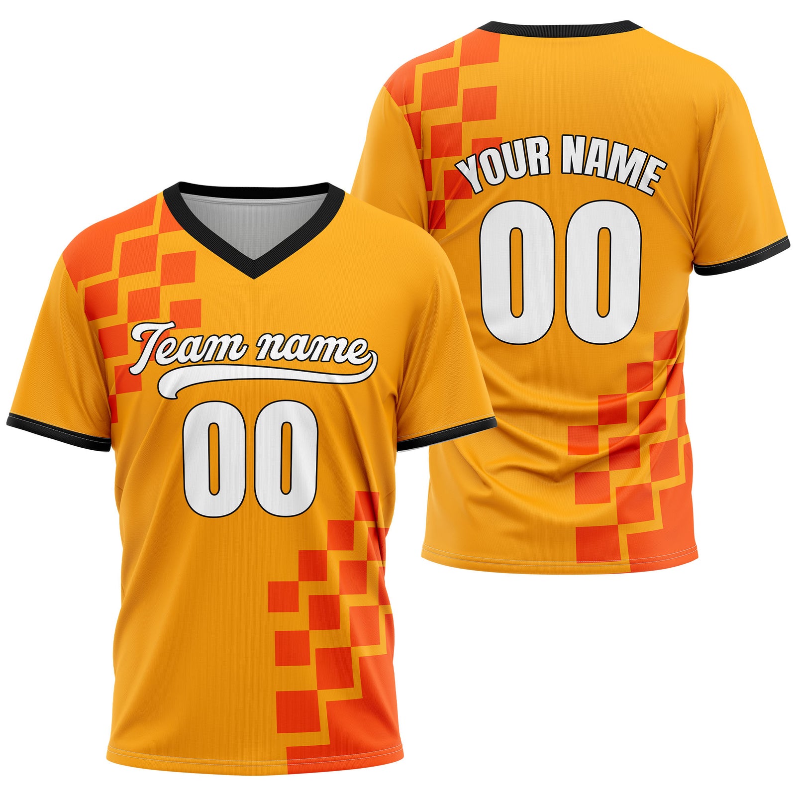 Custom Shadow Pixel Orange Baseball Sports Jersey Personalized Uniform with Name & Number