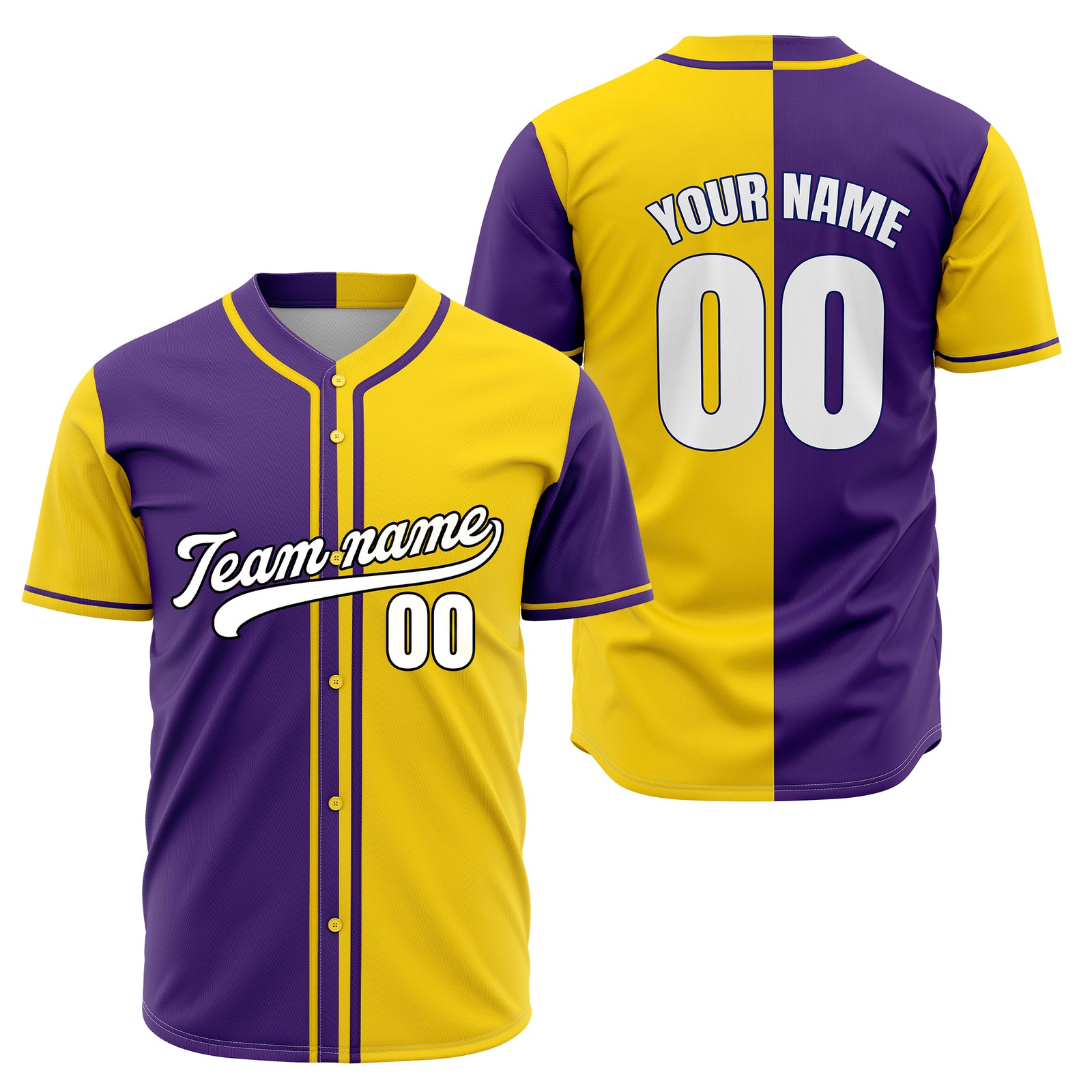 Custom Split Baseball Purple Sports Jersey Personalized Uniform with Name & Number