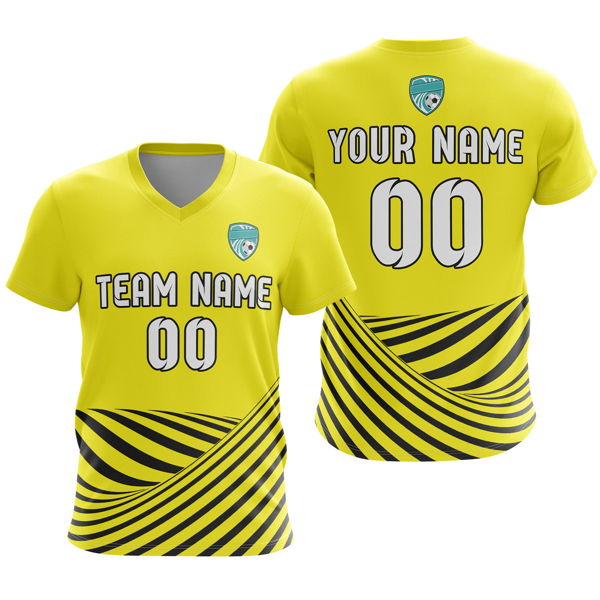 Custom WaveLine Stripe V-Neck Yellow Sport Tops Jersey