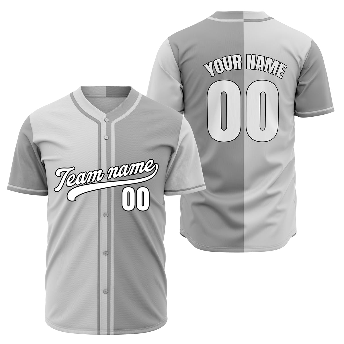 Custom Split Baseball Grey Sports Jersey Personalized Uniform with Name &amp; Number