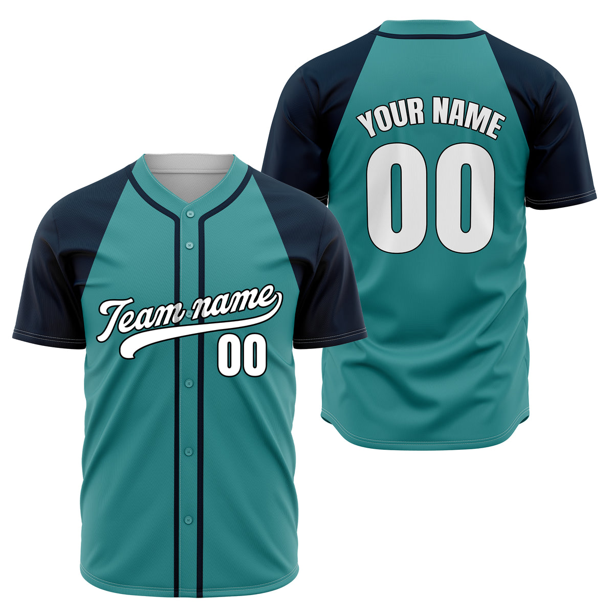 Custom Baseline Baseball Teal Sports Jersey Personalized Uniform with Name &amp; Number