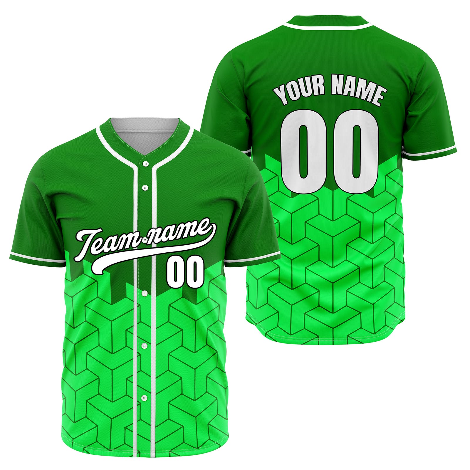 Custom Grid Iron Green Baseball Sports Jersey Personalized Uniform with Name & Number