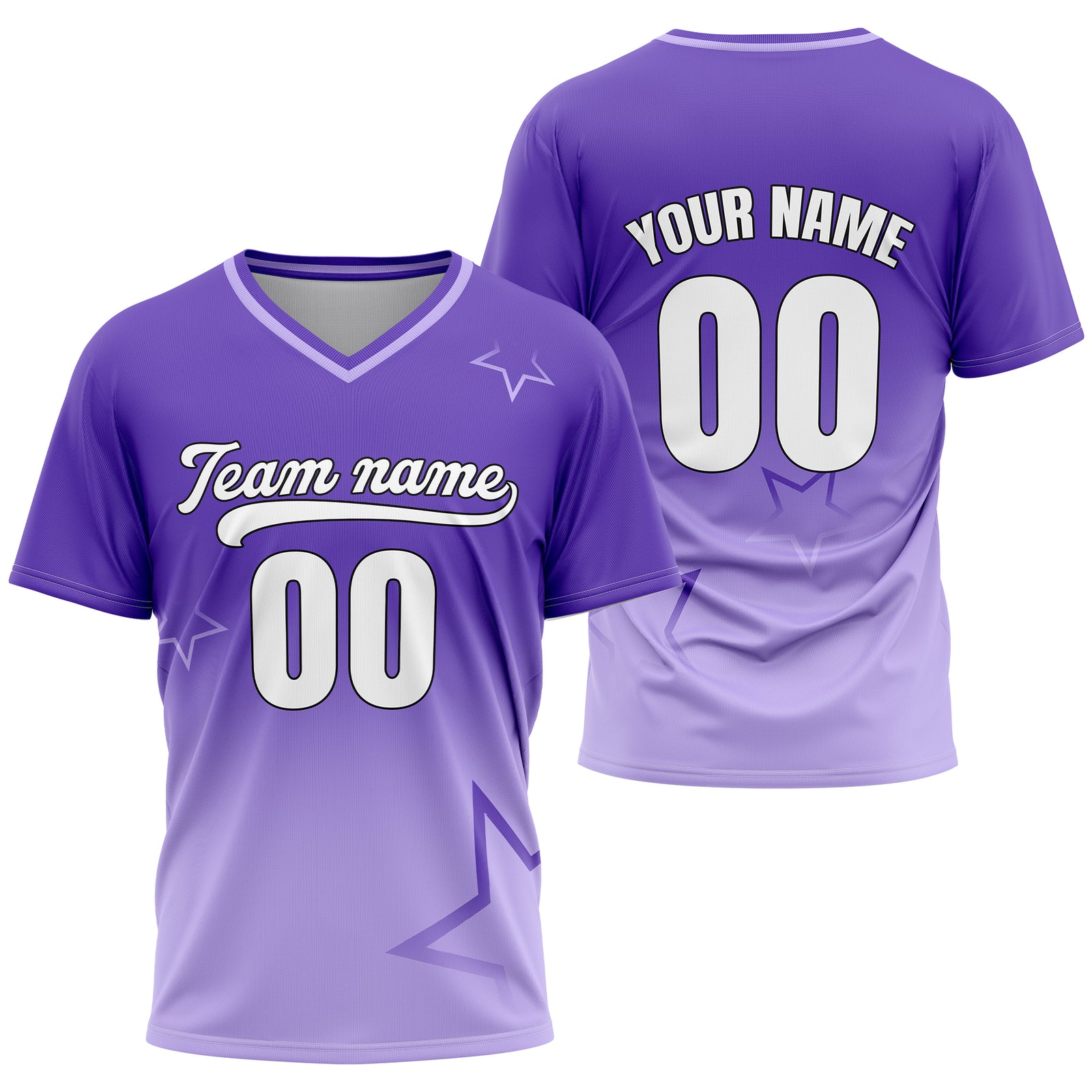 Custom Star Gradient Baseball White Sports Jersey Personalized Uniform with Name & Number