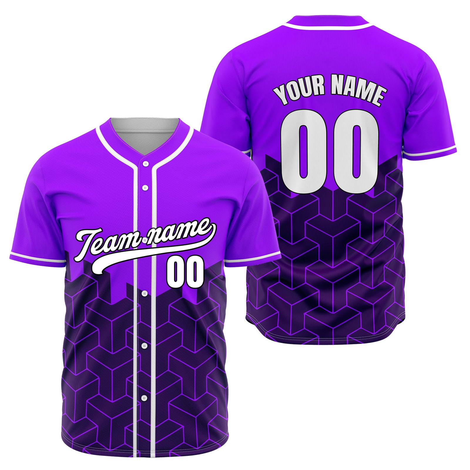 Custom Grid Iron Purple Baseball Sports Jersey Personalized Uniform with Name & Number