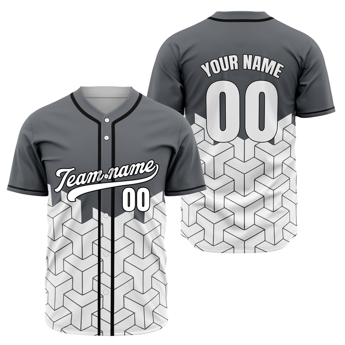 Custom Grid Iron Dark Grey Baseball Sports Jersey Personalized Uniform with Name &amp; Number