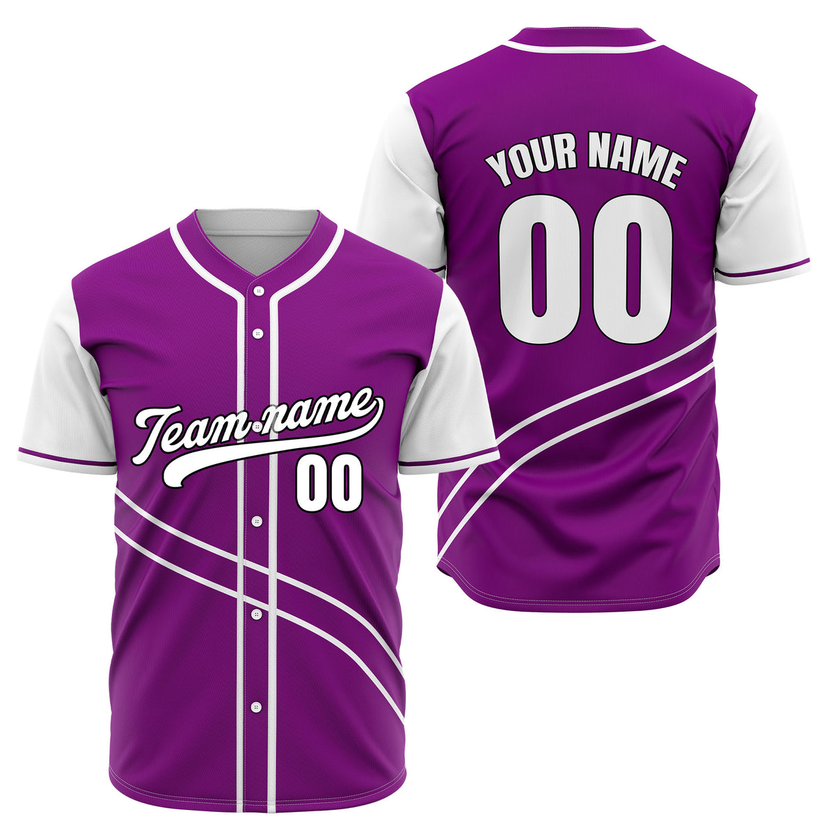 Custom Swift Purple Raglan Style Baseball Sports Jersey Personalized Uniform with Name &amp; Number