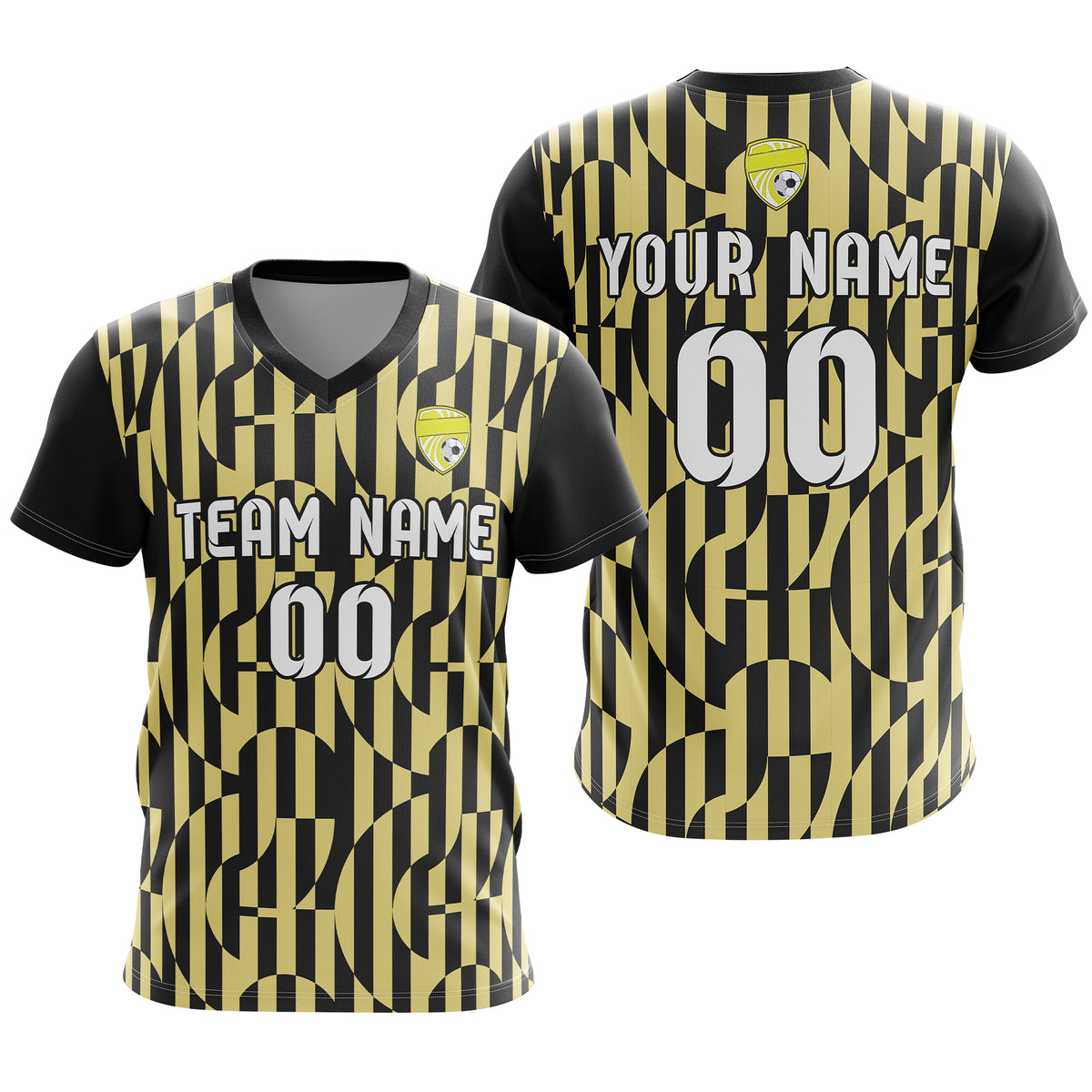 Custom Pulse Grid V-Full Pattern  Soccer Green Sport Tops Jersey