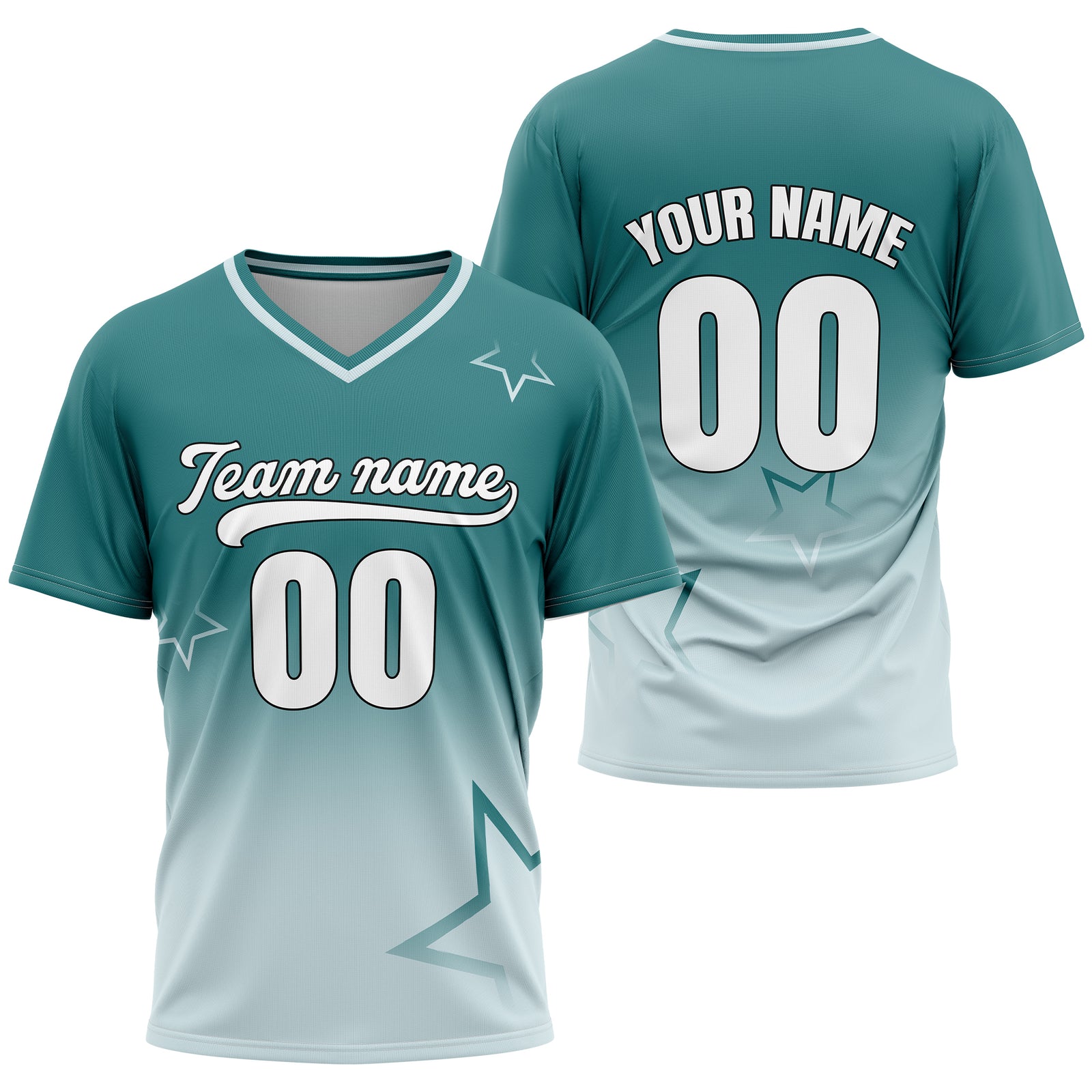 Custom Star Gradient Baseball White Sports Jersey Personalized Uniform with Name & Number