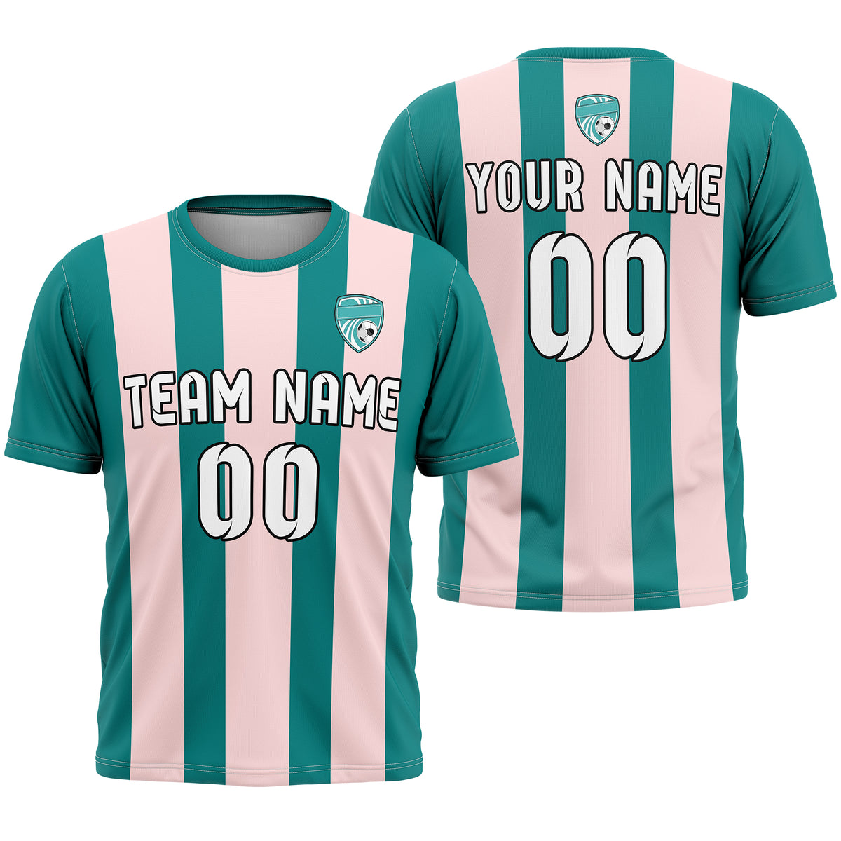 Custom Soccer Teal R Stripes Sports Tops Jersey