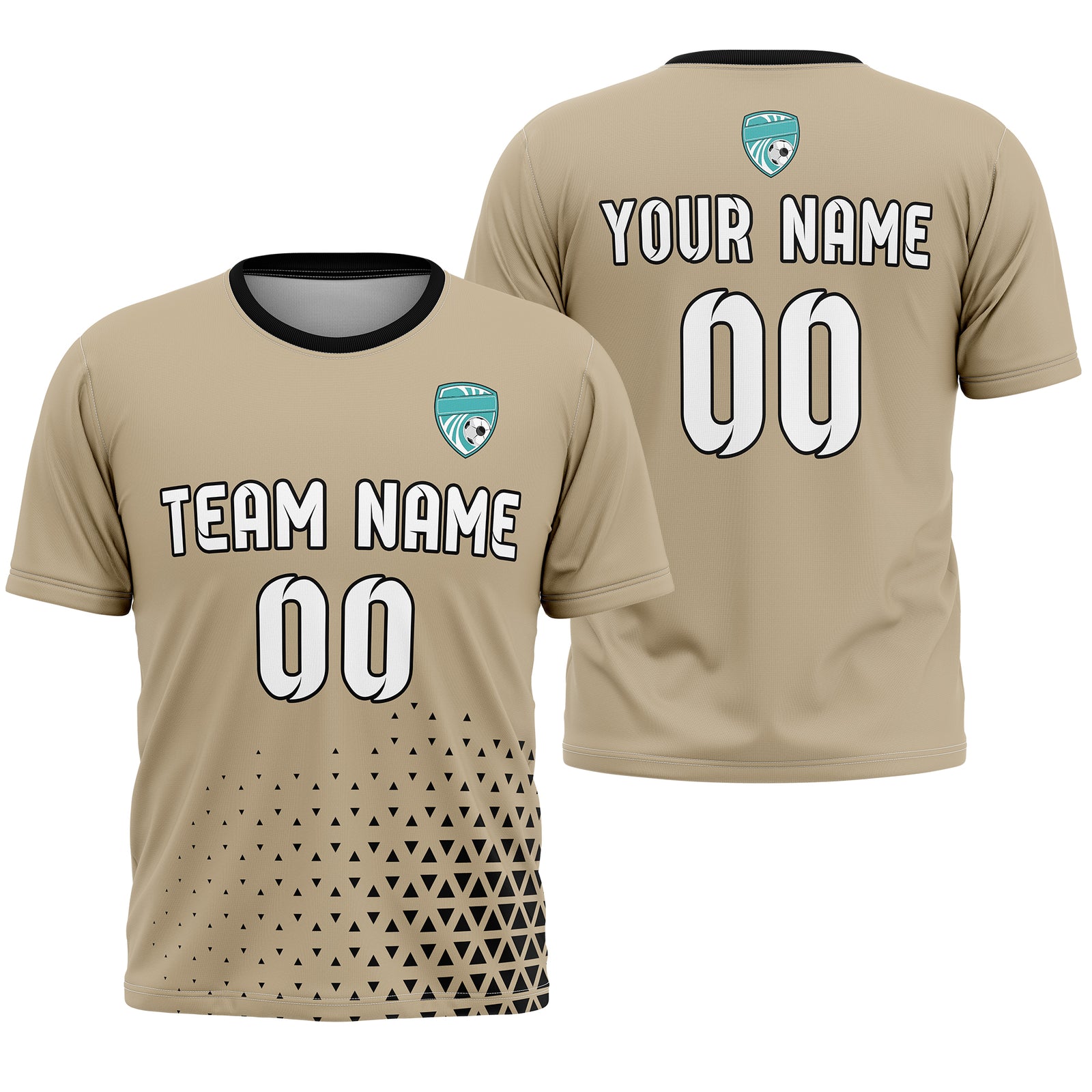 Custom Soccer R Side Pattern Khaki Tri-Edge Sports Tops Jersey