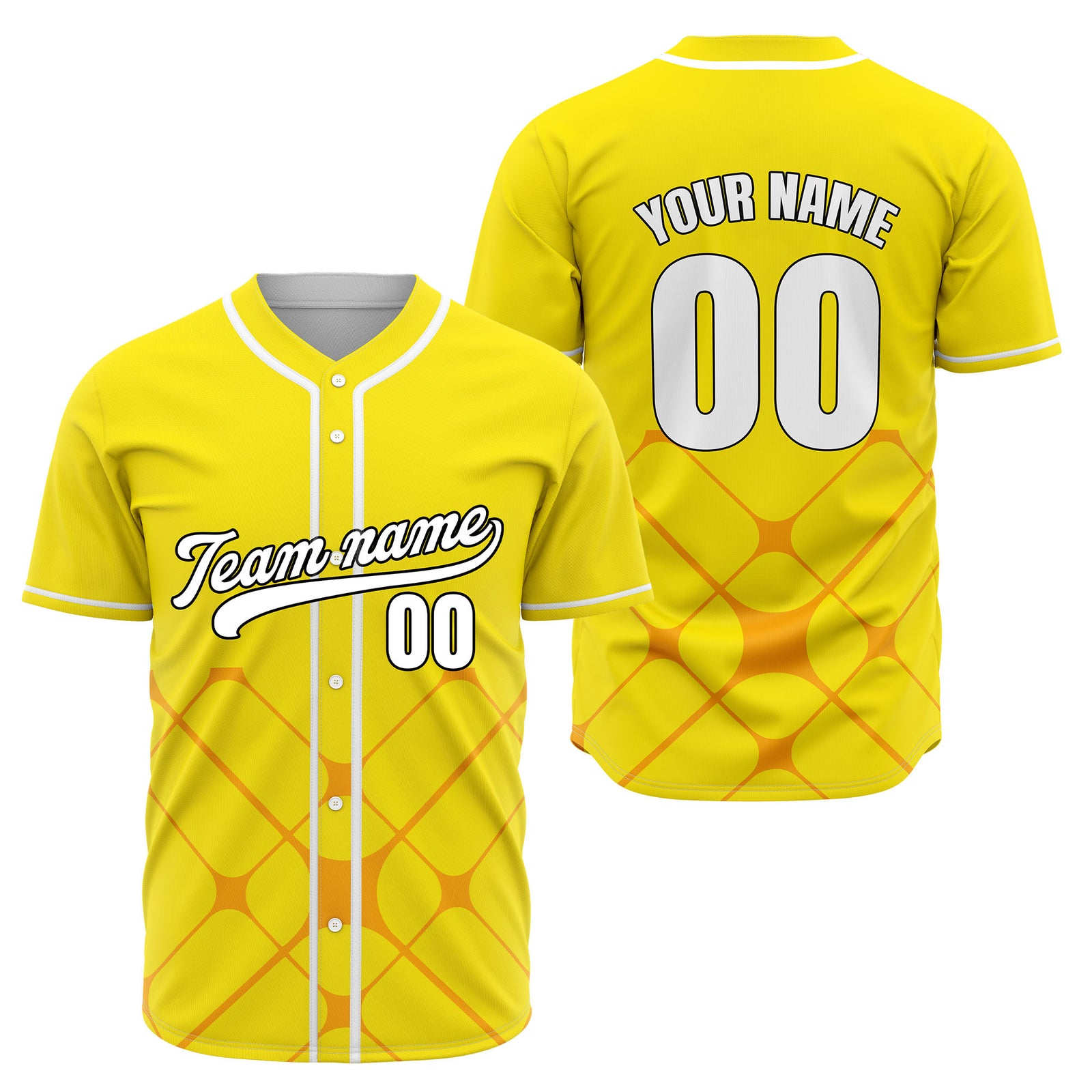 Custom Gridlock Yellow Baseball Sports Jersey Personalized Uniform with Name & Number