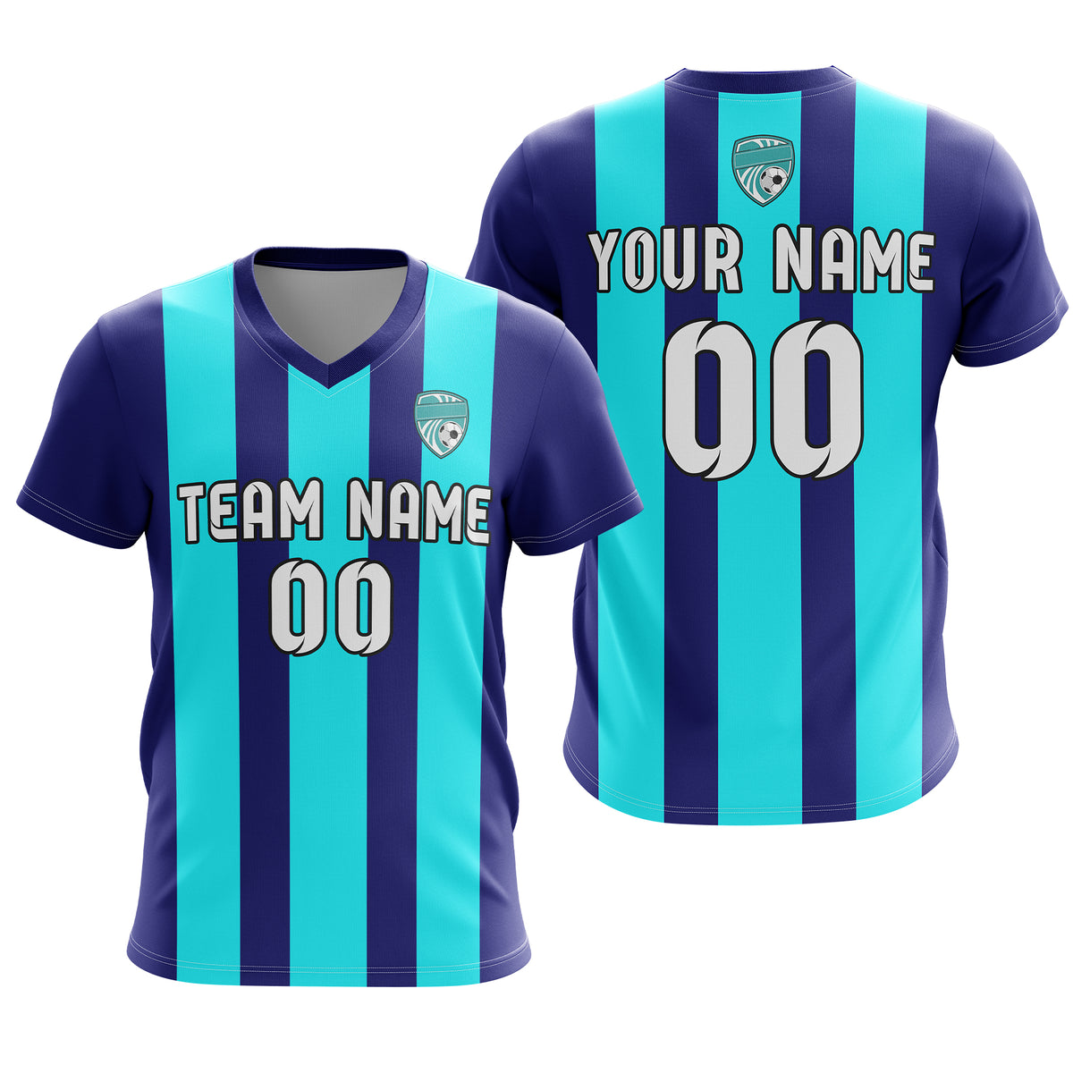 Custom Striker Stripe V-Neck Green Soccer Sport Tops Jersey