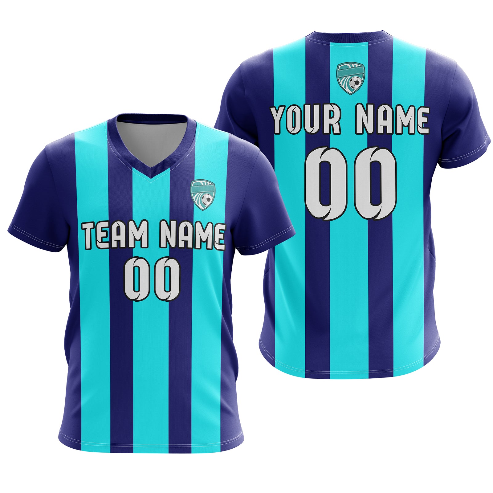 Custom Striker Stripe V-Neck Green Soccer Sport Tops Jersey
