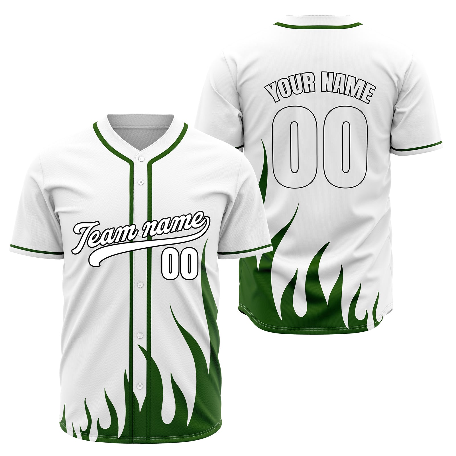 Custom Fire Pulse White Baseball Sports Jersey Personalized Uniform with Name & Number